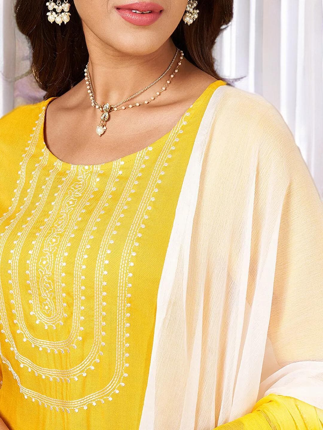 Yellow Kurta Suit Indian Festive Wedding Outfit - image 4