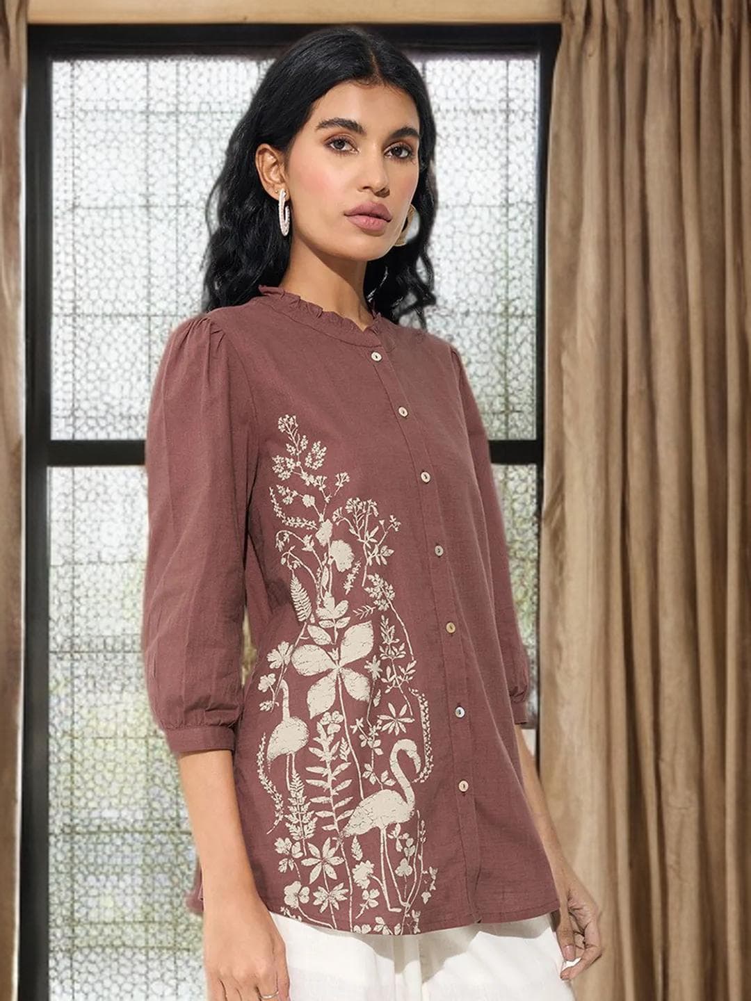 Coastal Grandmother Tunic Linen Look Top - image 3