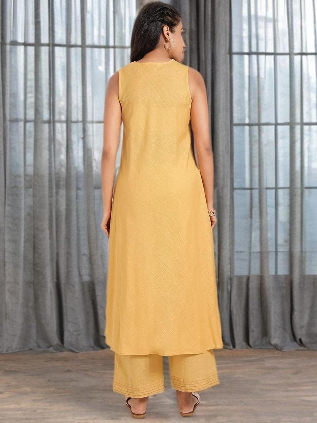 Yellow Embroidered Kurta Suit Sangeet Ceremony Outfit - image 4