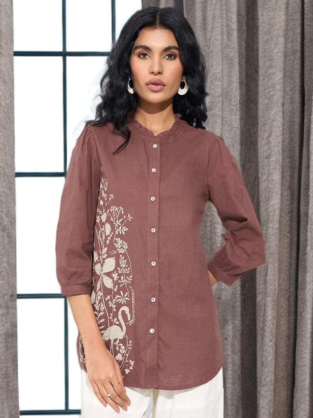 Coastal Grandmother Tunic Linen Look Top