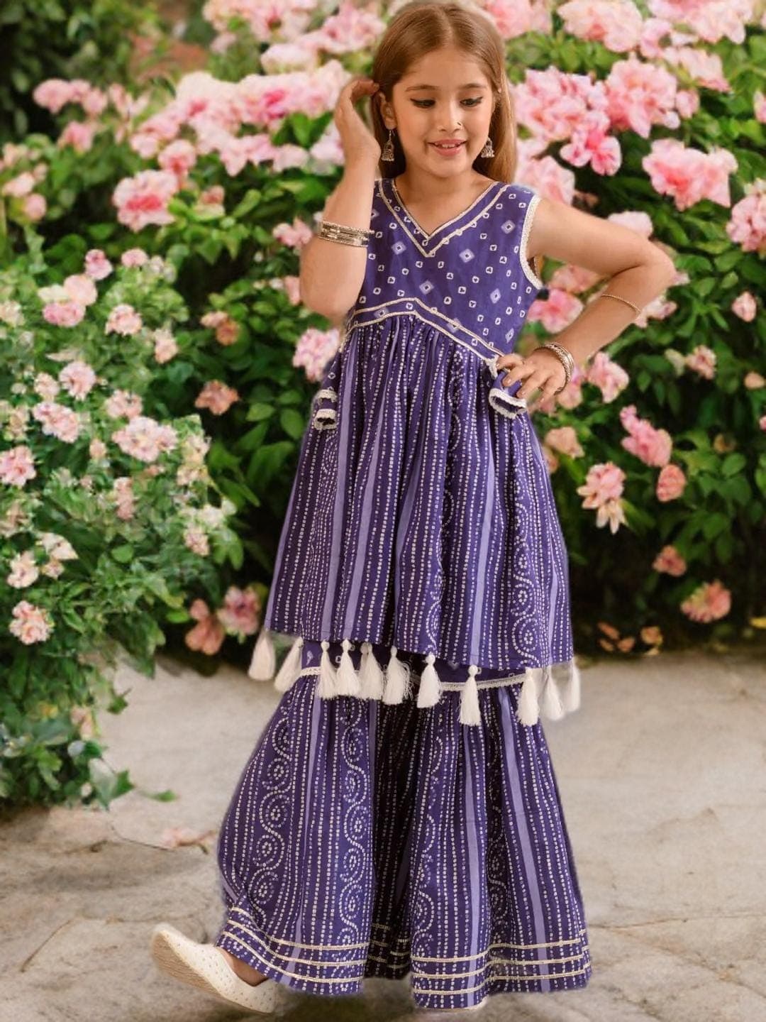 Girls Anarkali Set | Blue Ethnic Sharara for Weddings - image 4