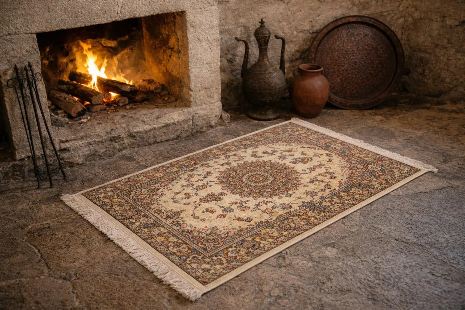 Vintage Medallion Bamboo Rug – Washable Accent Rug, 24x35 Inches