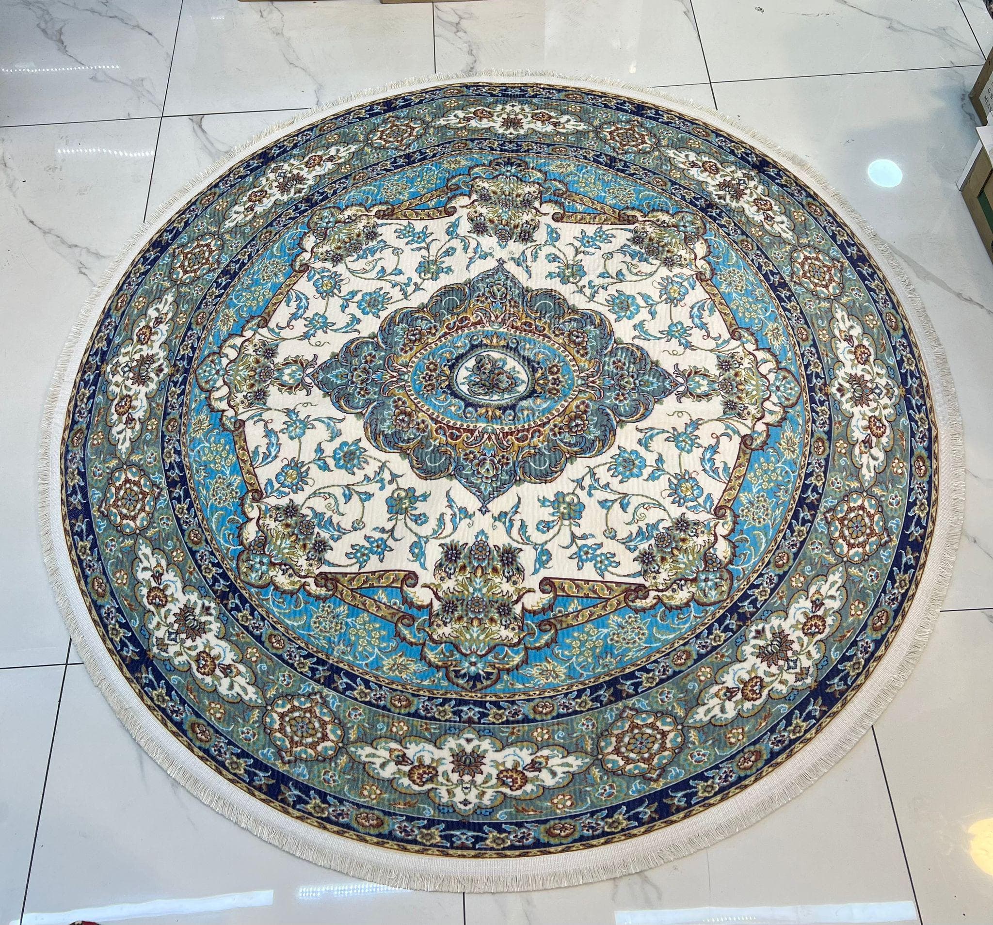 Bohemian Round Bamboo Rug – Soft Handwoven Oriental Carpet, Turkish Boho Decor, Eco-Friendly - image 4