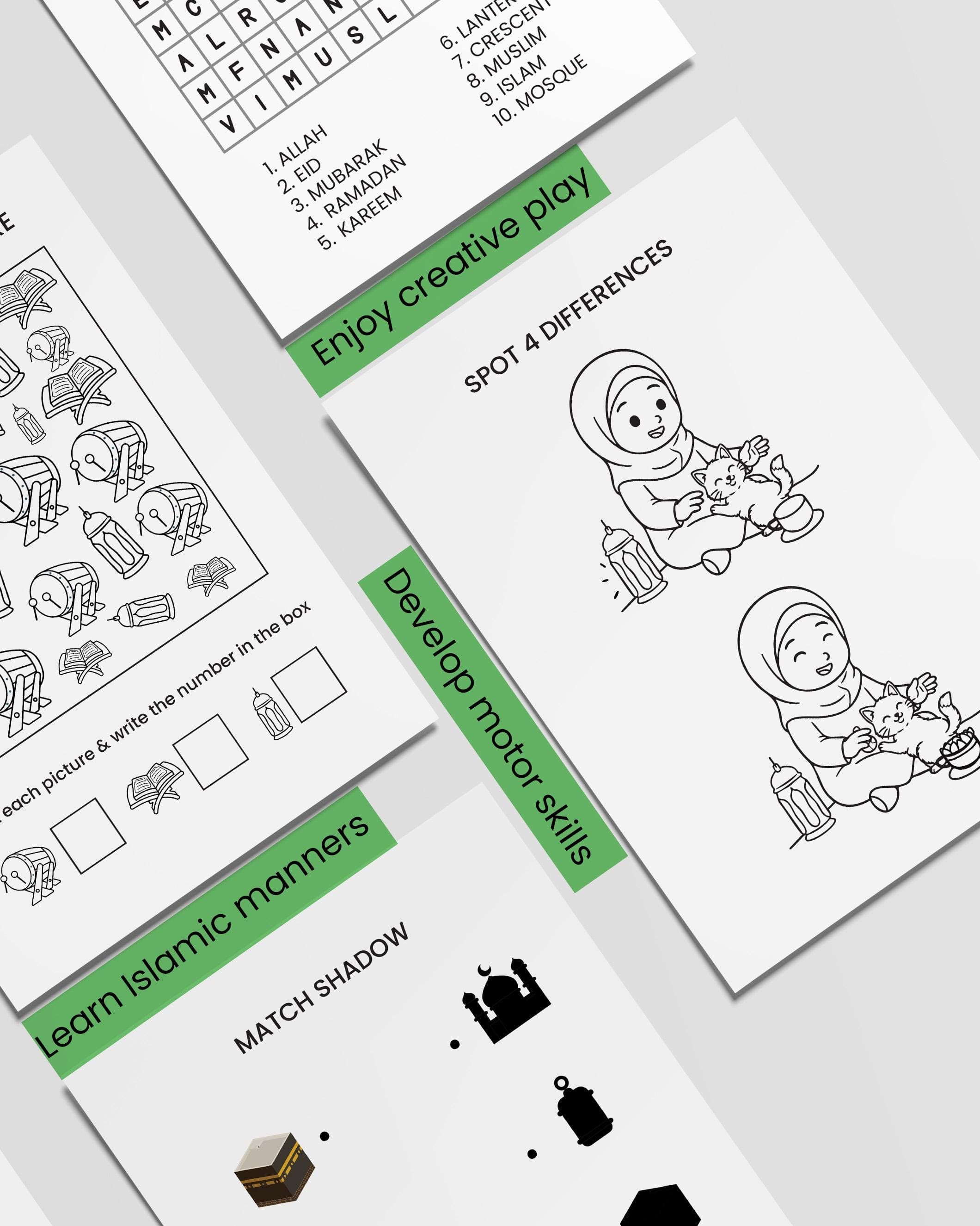 10 Islamic Kids Activity Printable Pages. Preschool Worksheet. - image 3