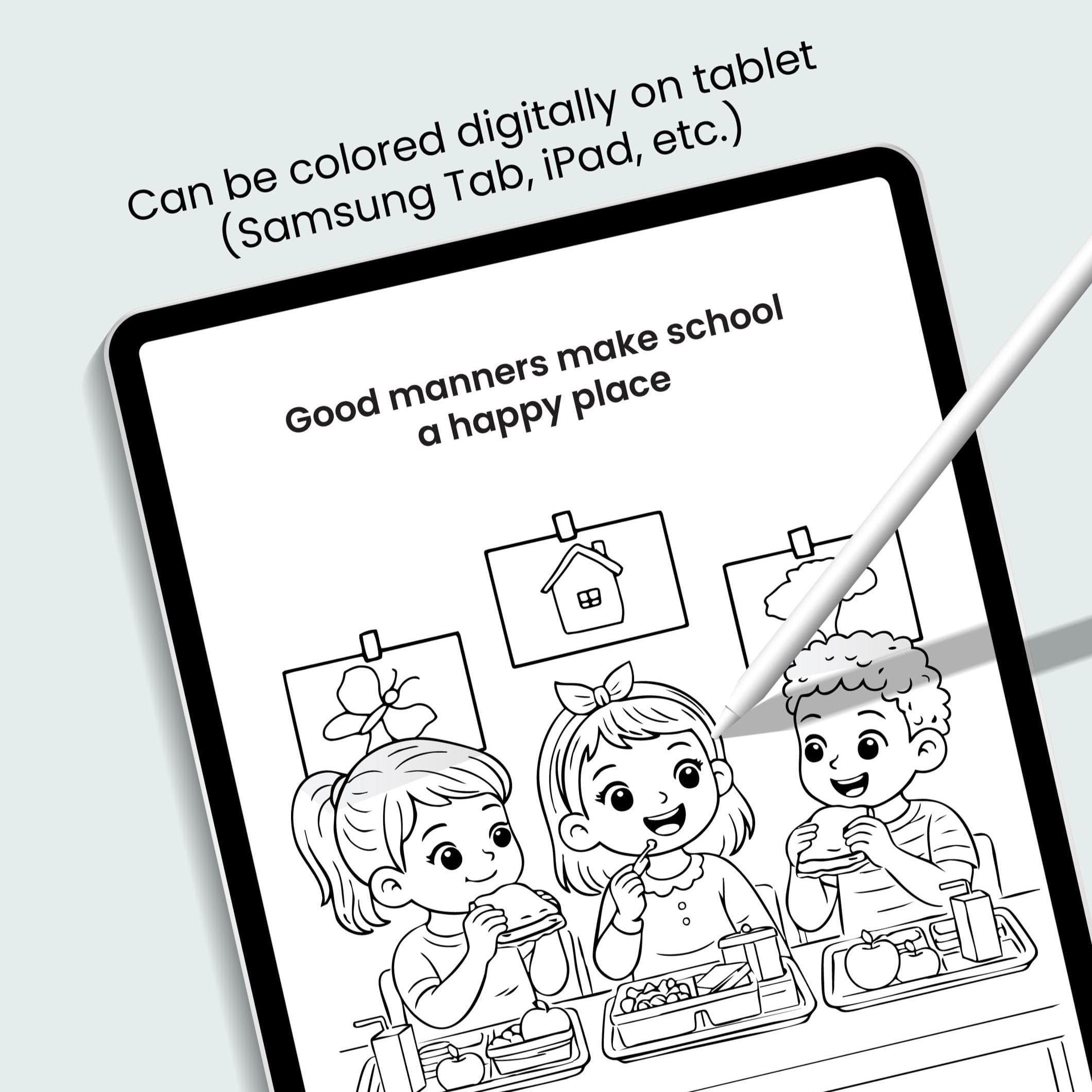 Good Manners at School Coloring Pages | Coloring Book for Kids | Educational Worksheets - image 3