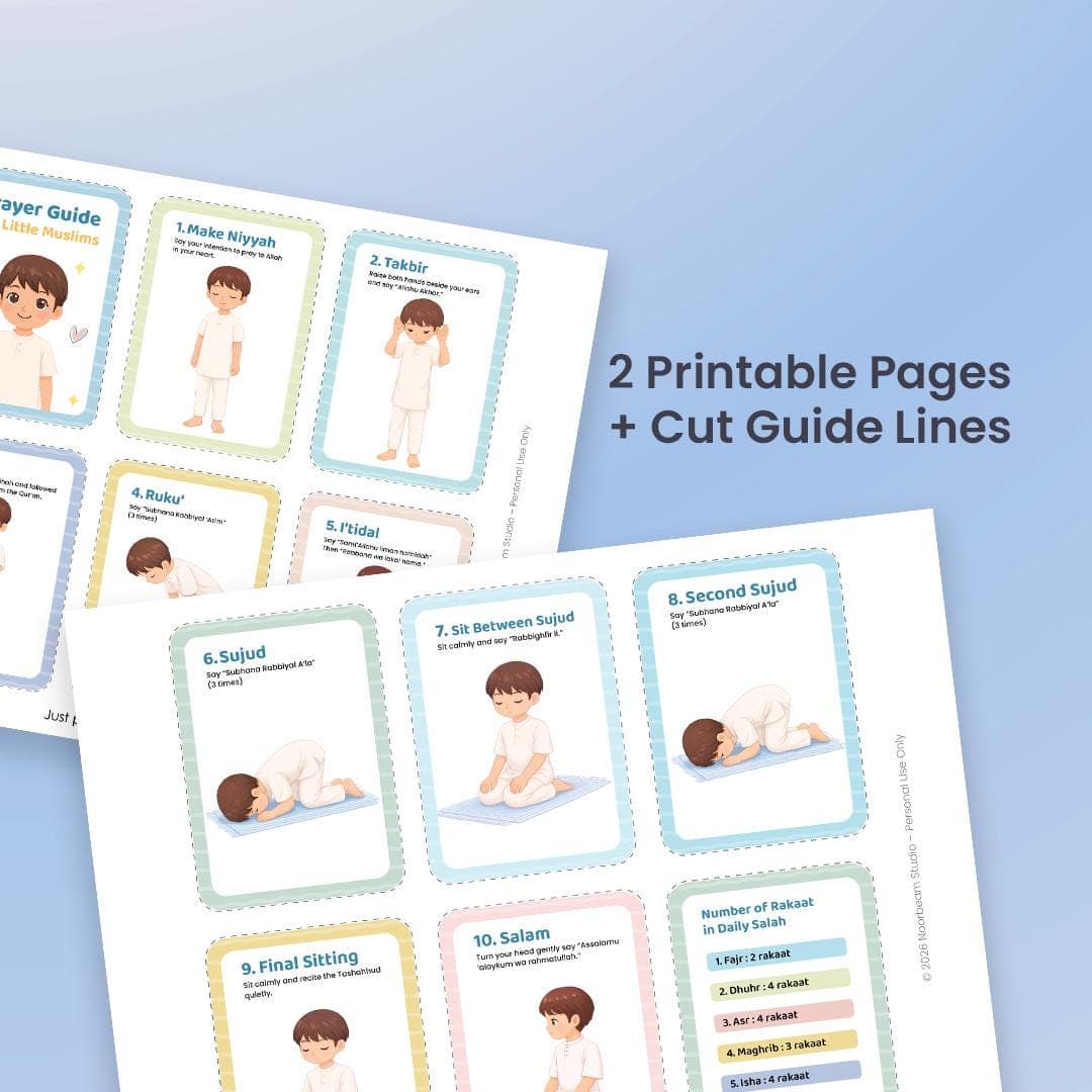 Islamic Prayer Flashcards for Kids. Salah Guide. Printable Educational. Boys Version. - image 3