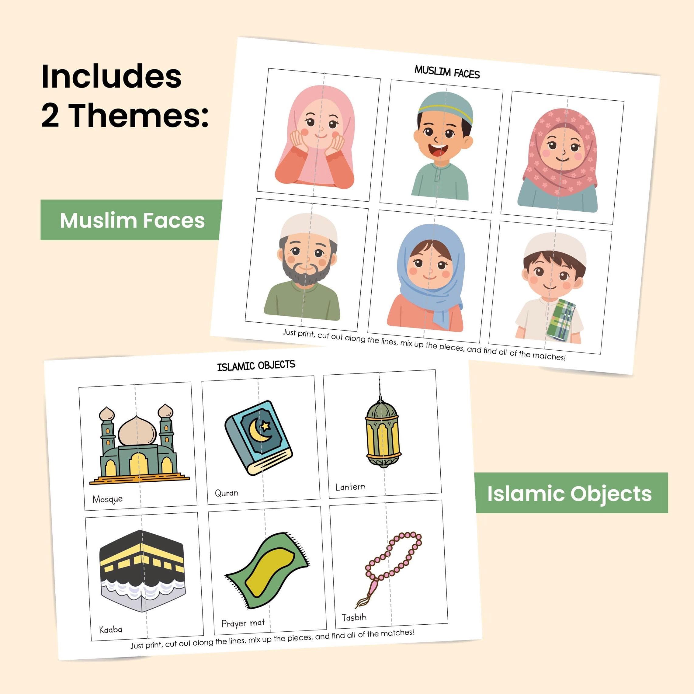 12 Islamic Mix & Match Cards for Kids. Matching Games Puzzle. Printable Activity - image 3