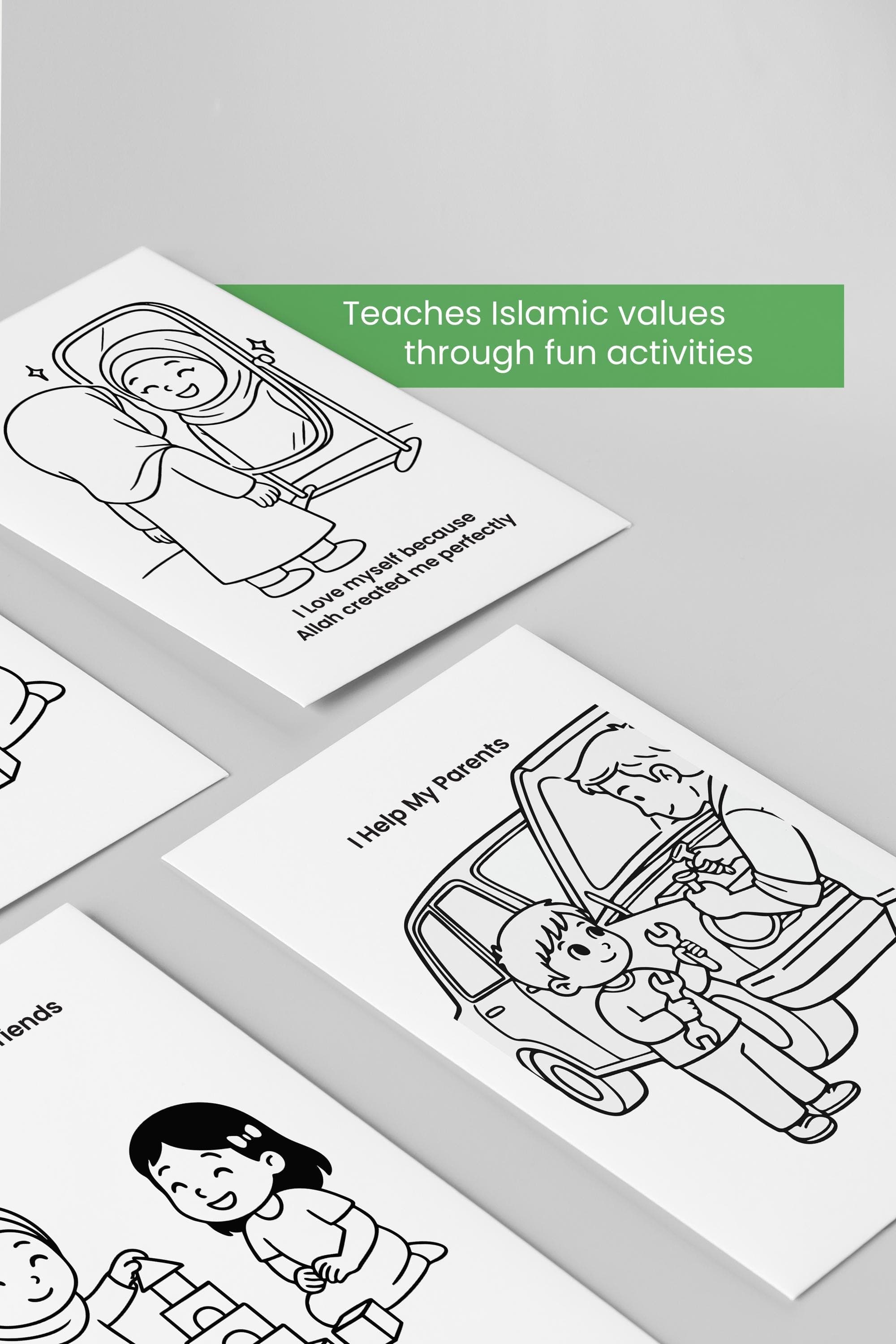 20 Islamic Coloring Pages for Kids – Muslim Manners Coloring Sheets, Printable PDF - image 3