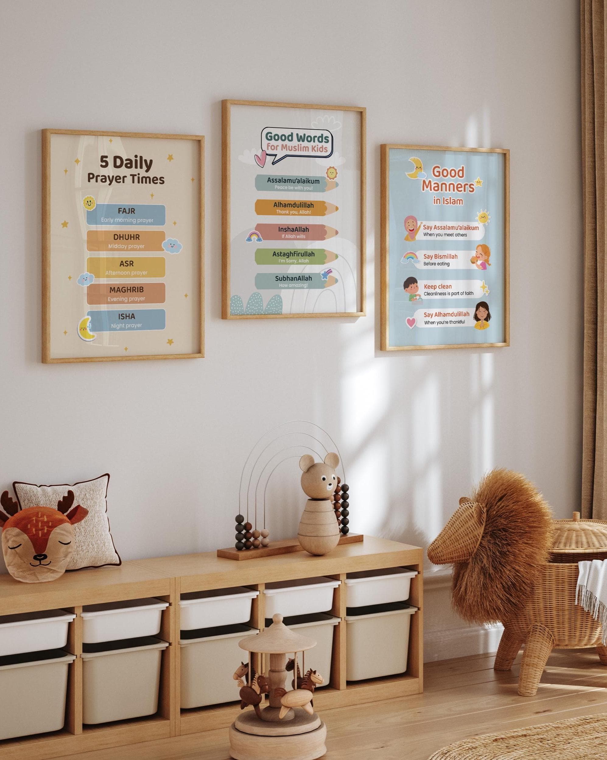 Islamic Kids Wall Art Set of 3 | Islamic Nursery Decor Printable - image 3