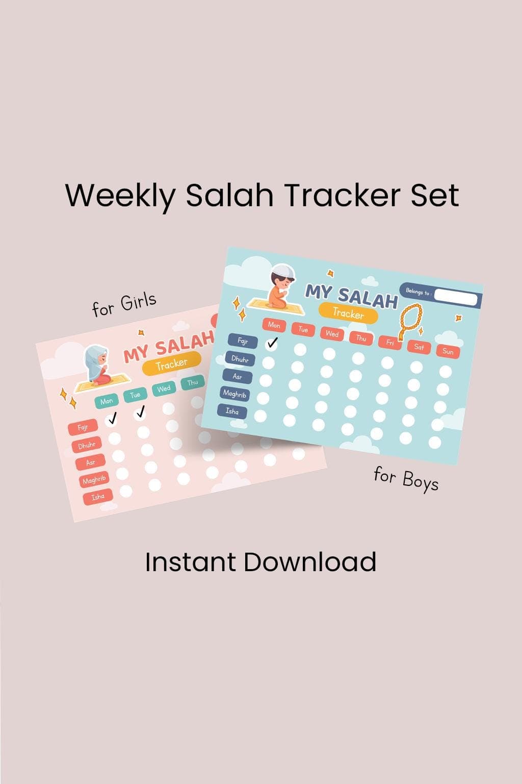 Salah Tracker, Printable Prayer Chart for Kids
