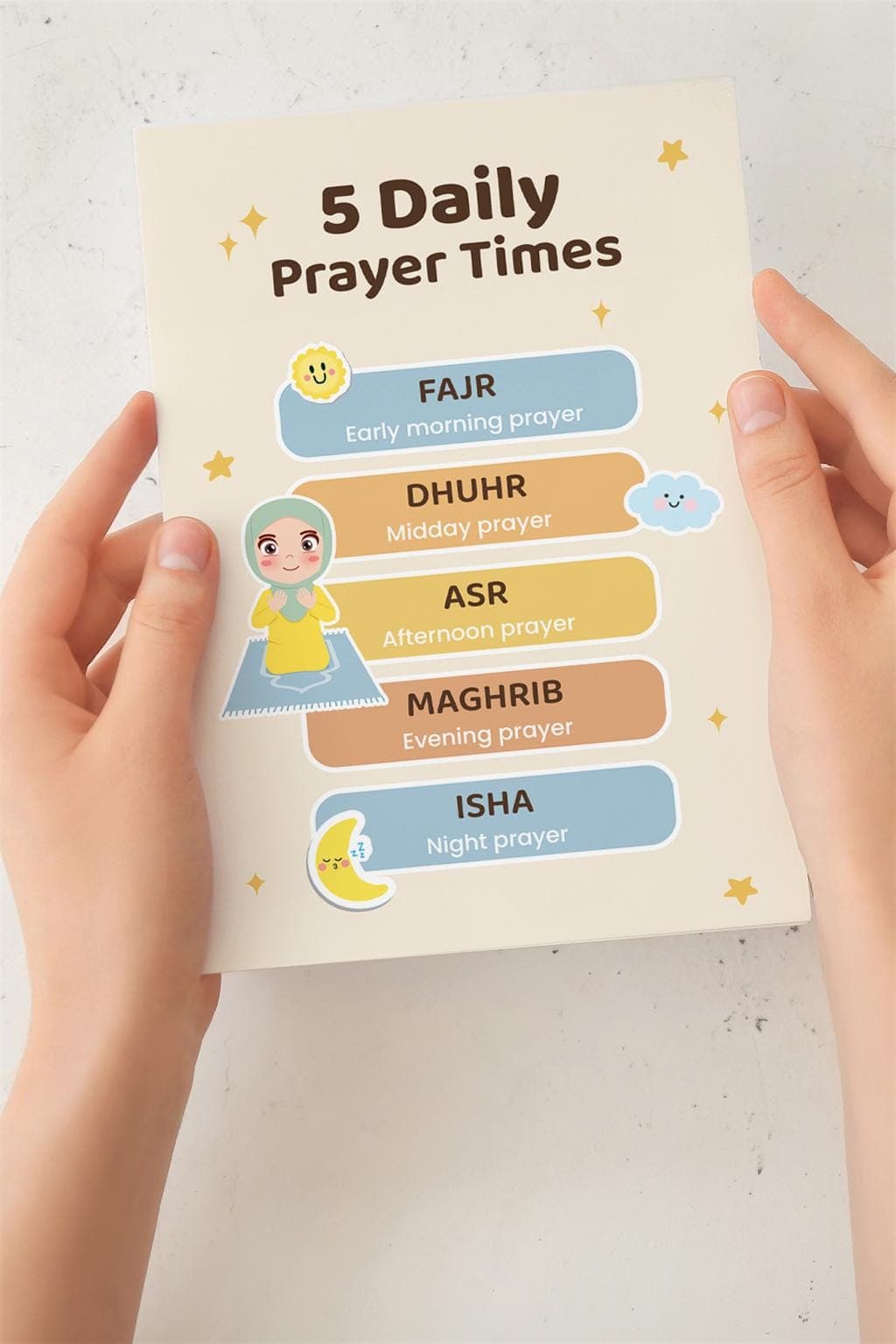 Islamic Kids Poster | 5 Daily Prayer Times Poster | Islamic Educational Print (Digital Download) - image 3