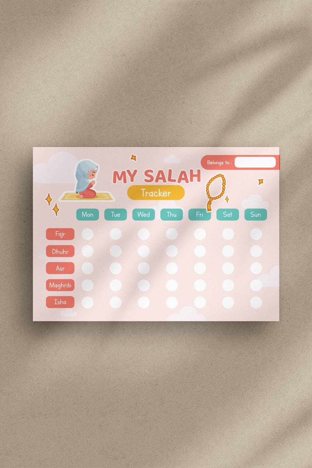 Salah Tracker, Printable Prayer Chart for Kids - image 4