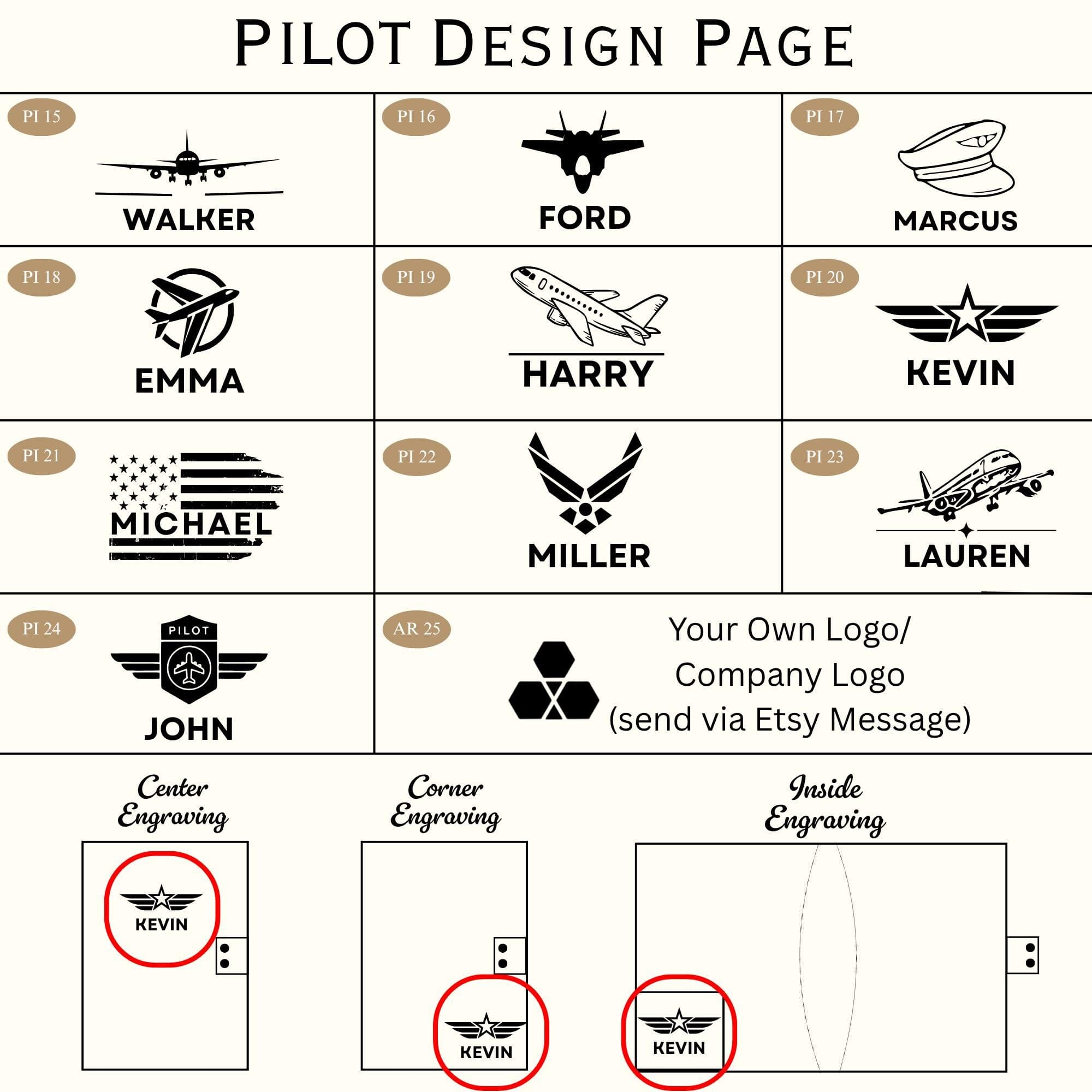 Pilot Gif Personalized Leather Portfolio for Pilot Custom Aviation Logbook Cover Aviator Gift for Men & Women Flight Student Graduation Gift - image 3
