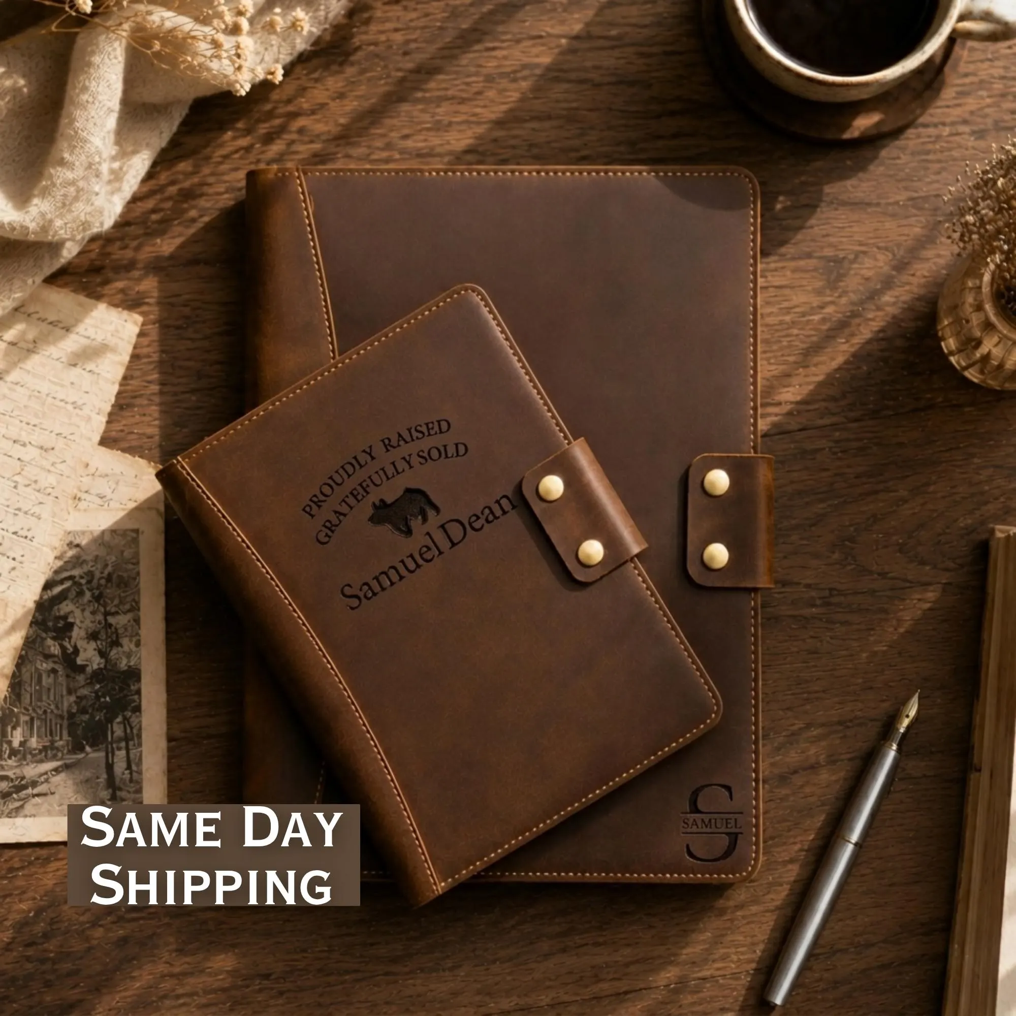 4H Livestock Auction Gift, Personalized Leather Journal FFA Record Book Cover, Farm Show Gift for 4H FFA Livestock Exhibitors Gift for Buyer