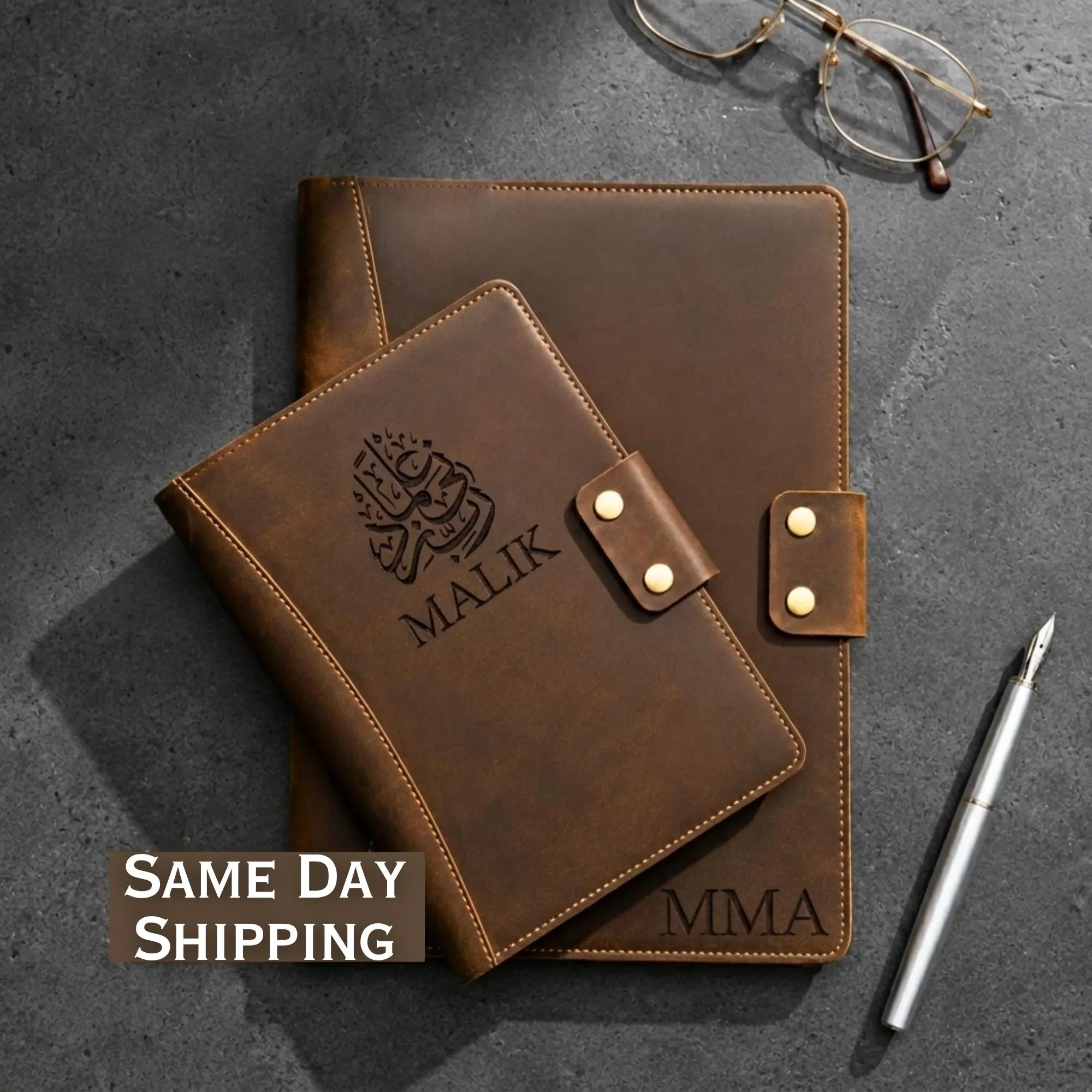 Islamic Journal Cover, Rabbi Zidni Ilma Arabic Calligraphy Leather Journal Cover, Muslim Gift, Leather Notebook for Students, Islamic Gift