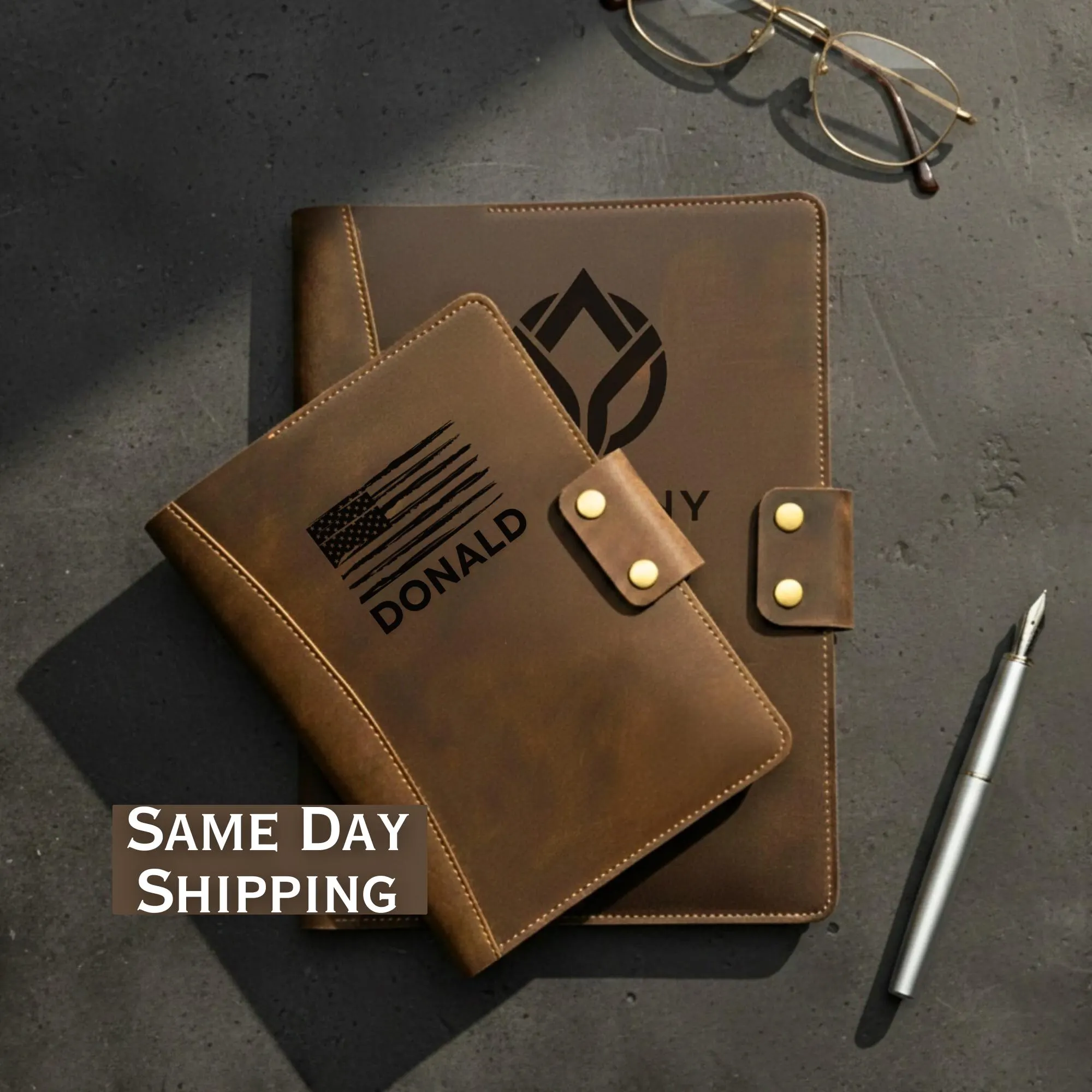 Personalized Leather Journal with American Flag, Army Retirement Gift, Custom Military Veteran Gift, USA Soldier Appreciation Gift for Him