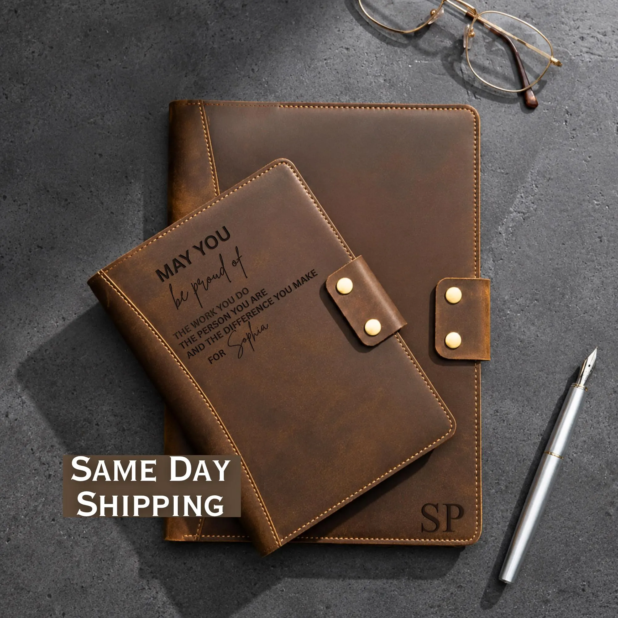 Coworker Leaving Gift Leather Notebook, Proud of Your Work Mentor Gift, Personalized Boss Appreciation Journal, Custom Retirement Gifts