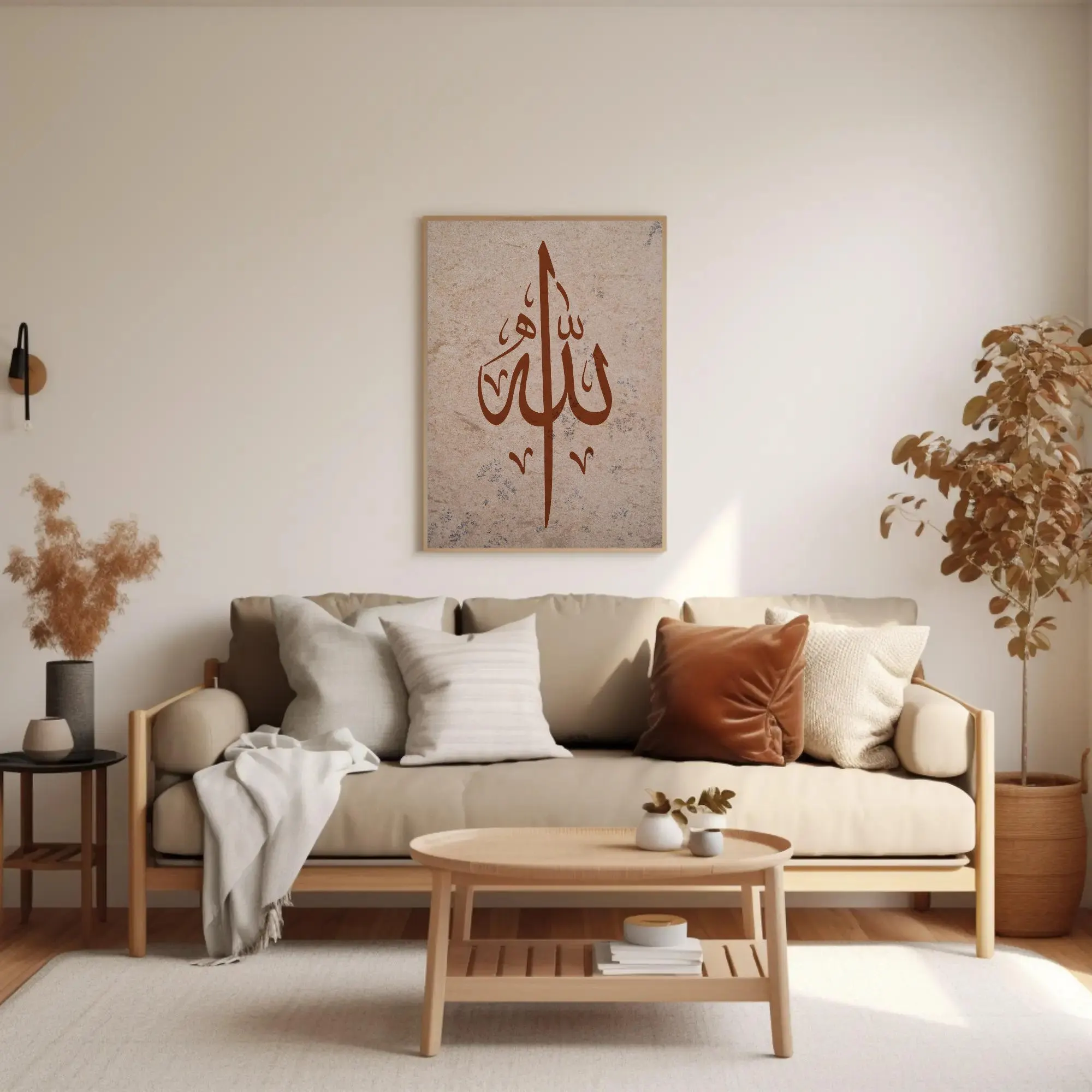 Allah Arabic Calligraphy Wall Art, Minimalist Islamic Terracotta Poster, Textured Stone Background Print (Digital Download) - image 3