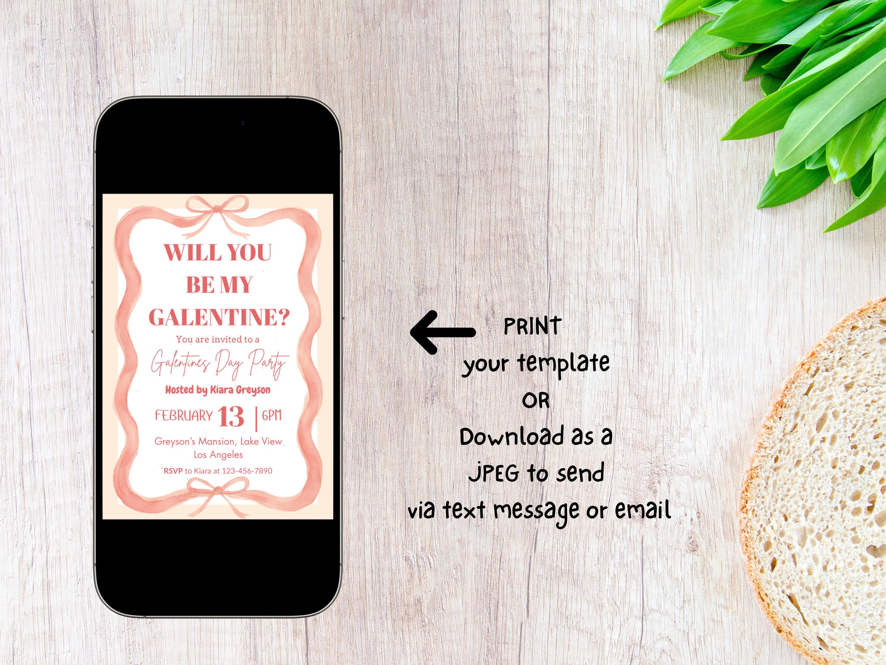 Galentines Day Party Invitation Digital Canva Template Editable Pink Scribble Galentine's Girls Night Galentine Brunch Invite Valentines Day - image 5