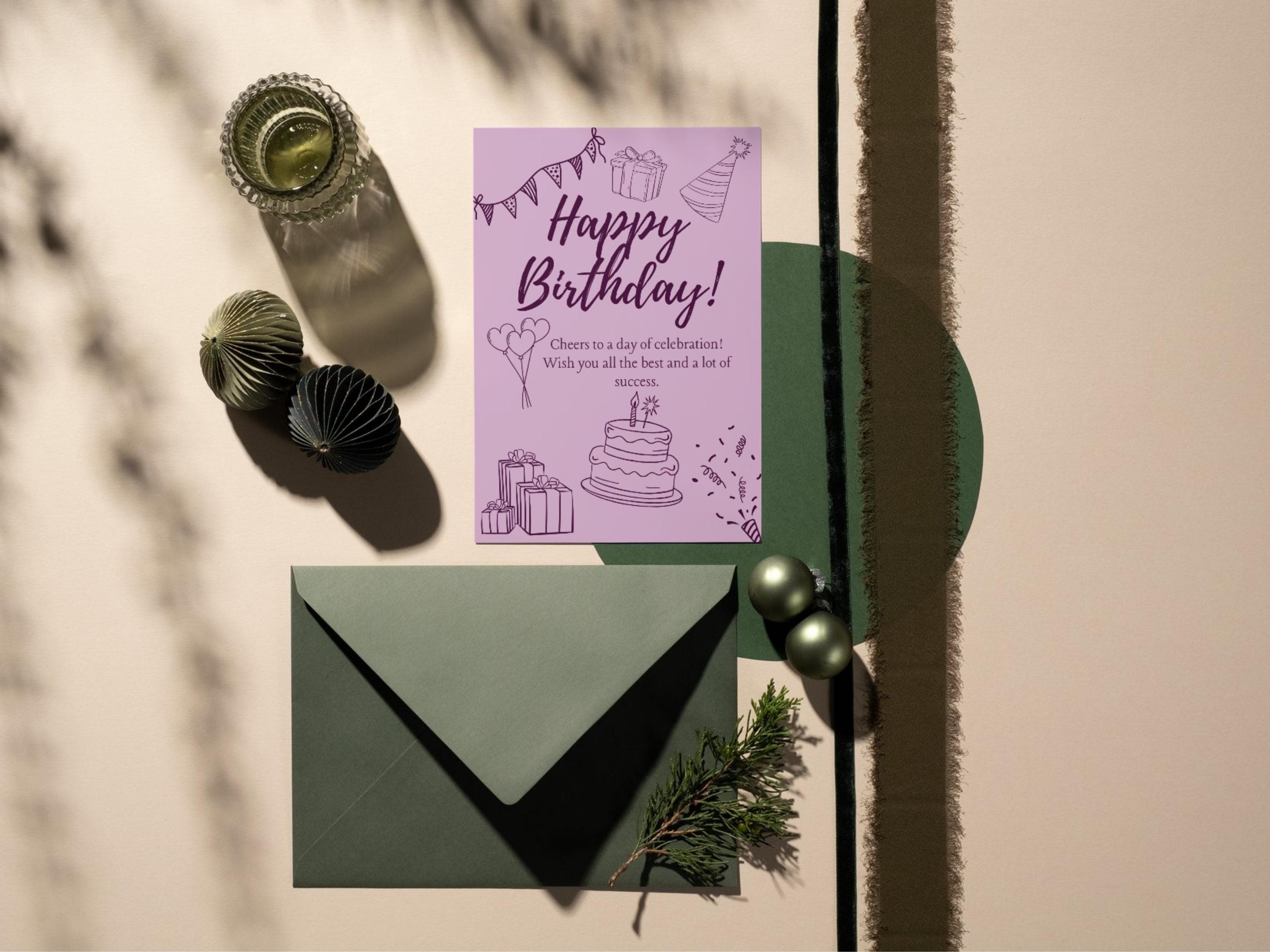 Birthday Card Digital Download, Greeting Card, Instant Download, Cute Card, Minimalist, Purple, Custom Birthday Card - image 3