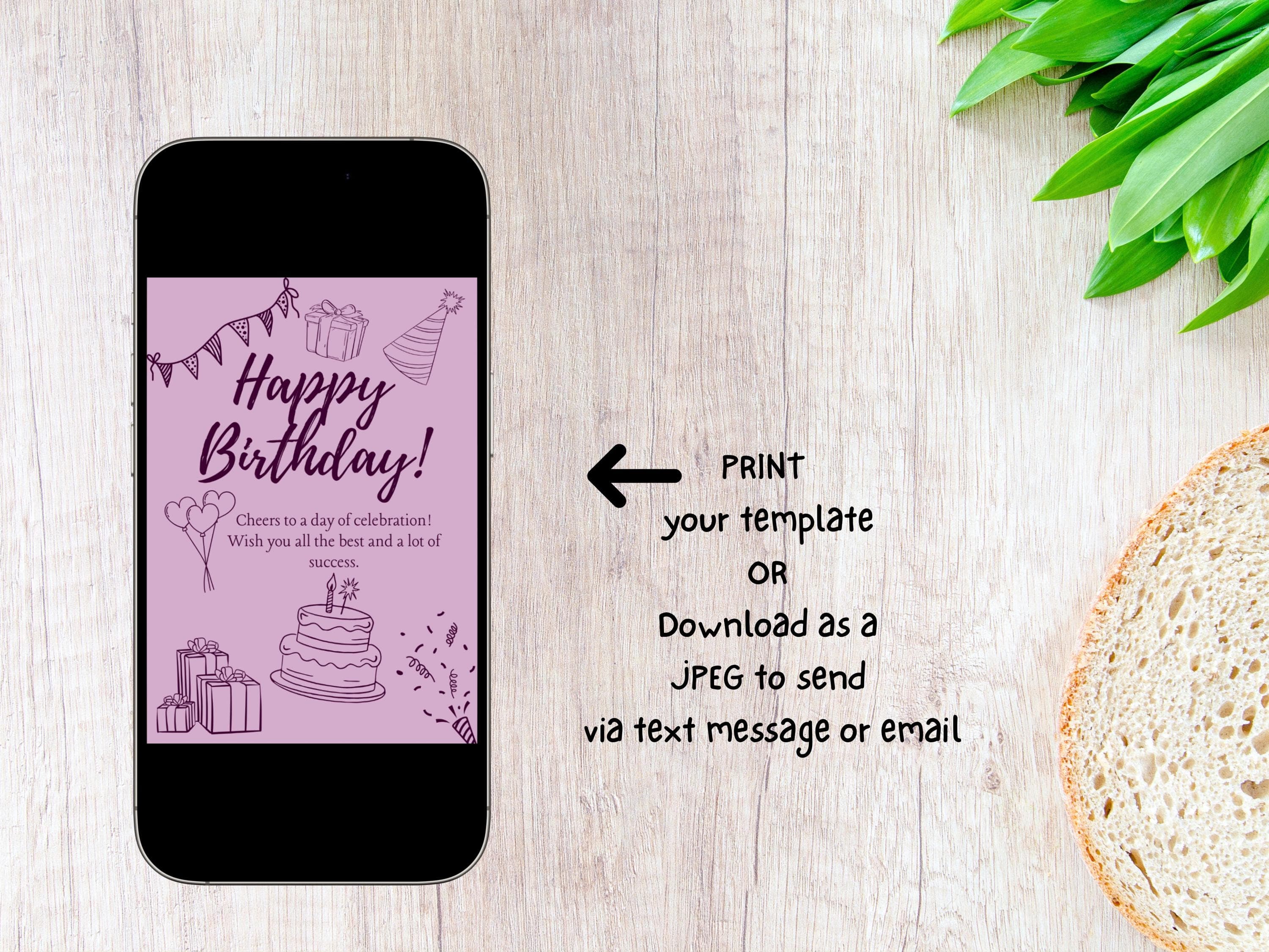 Birthday Card Digital Download, Greeting Card, Instant Download, Cute Card, Minimalist, Purple, Custom Birthday Card - image 4