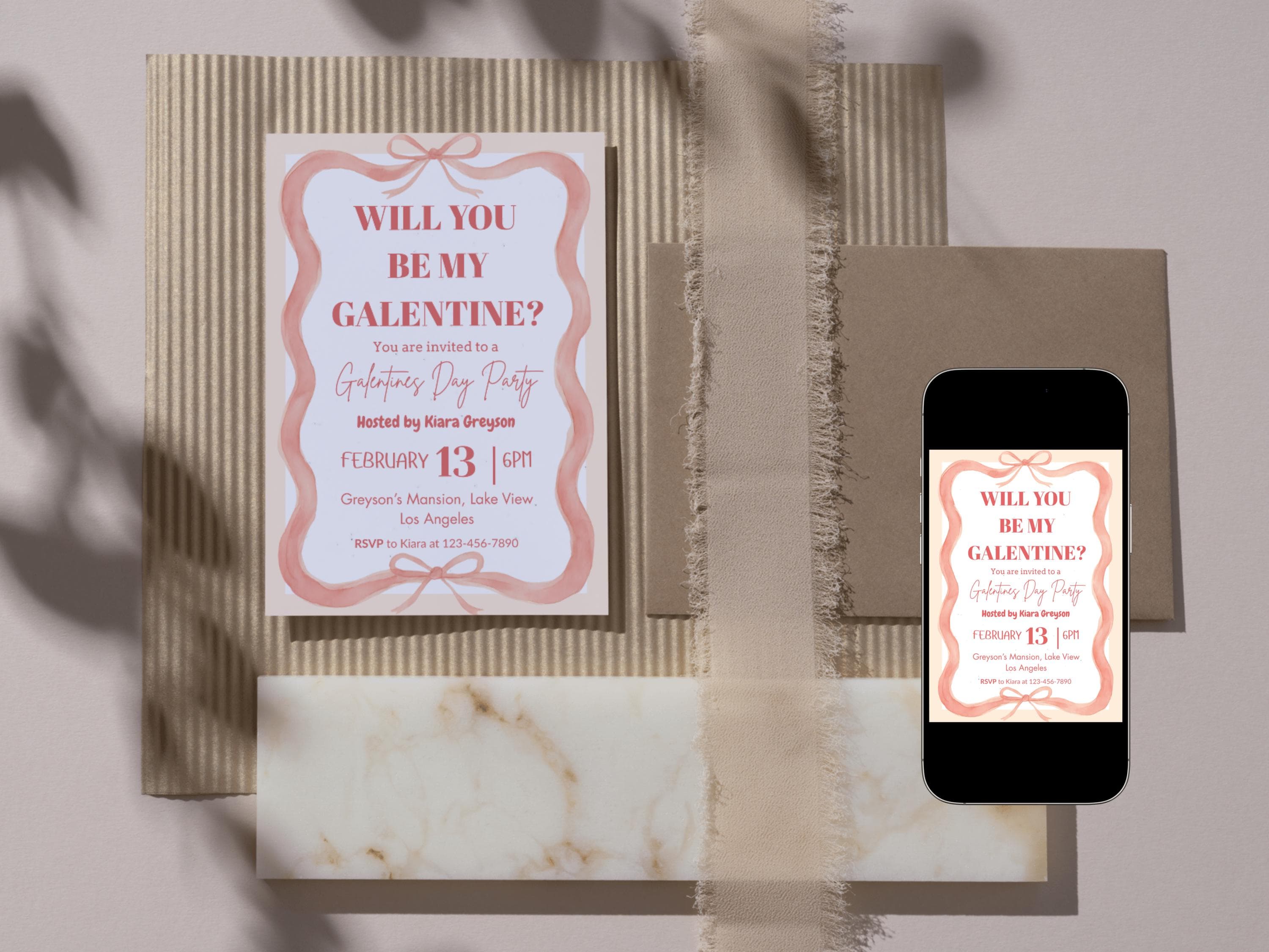 Galentines Day Party Invitation Digital Canva Template Editable Pink Scribble Galentine's Girls Night Galentine Brunch Invite Valentines Day - image 4