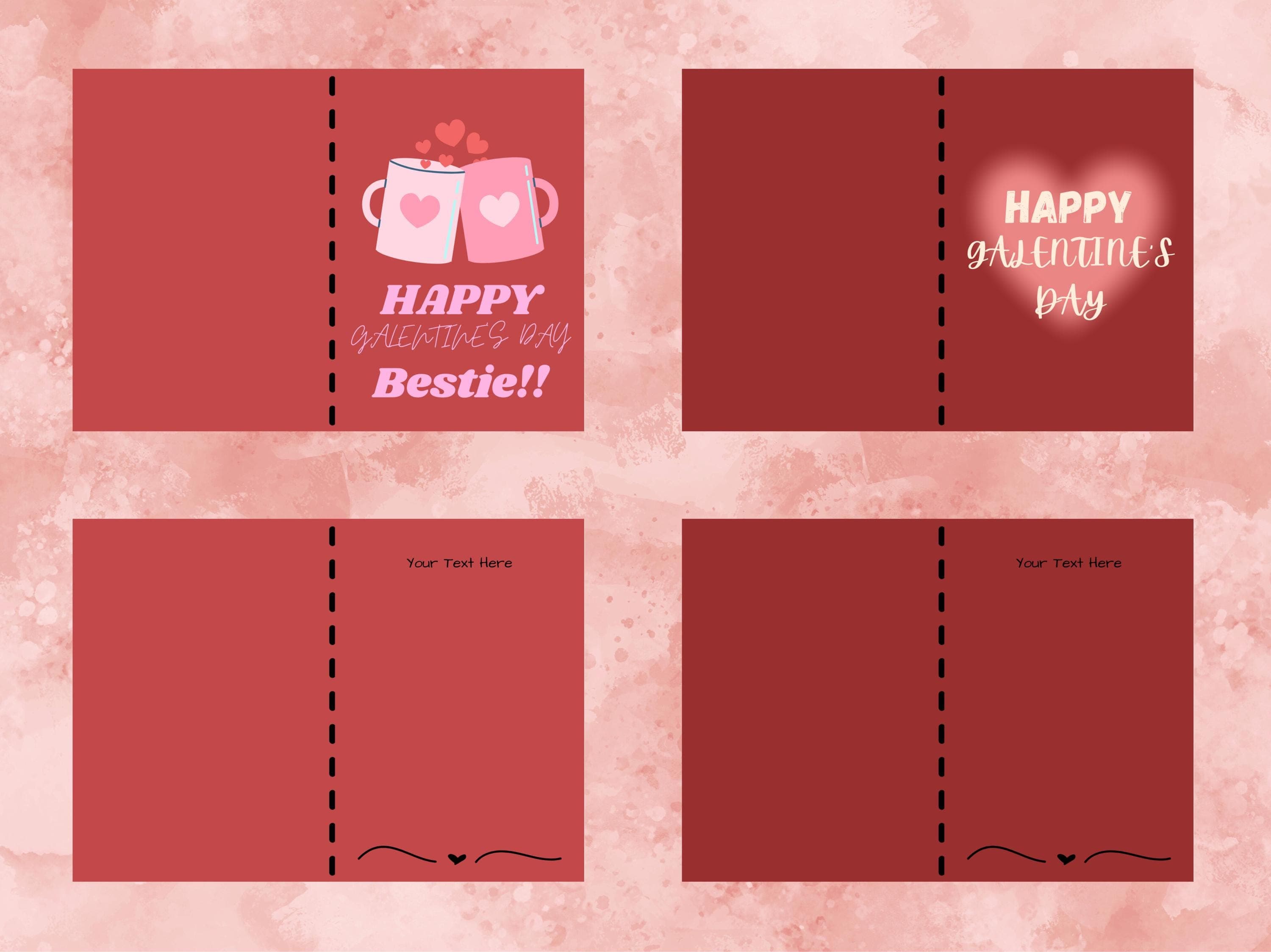 6 Cute Printable Galentine's Day Cards For Friends, Bestie, Coworkers, Girl Gang, Valentines Day Cards, Instant Digital Download, Pink - image 4