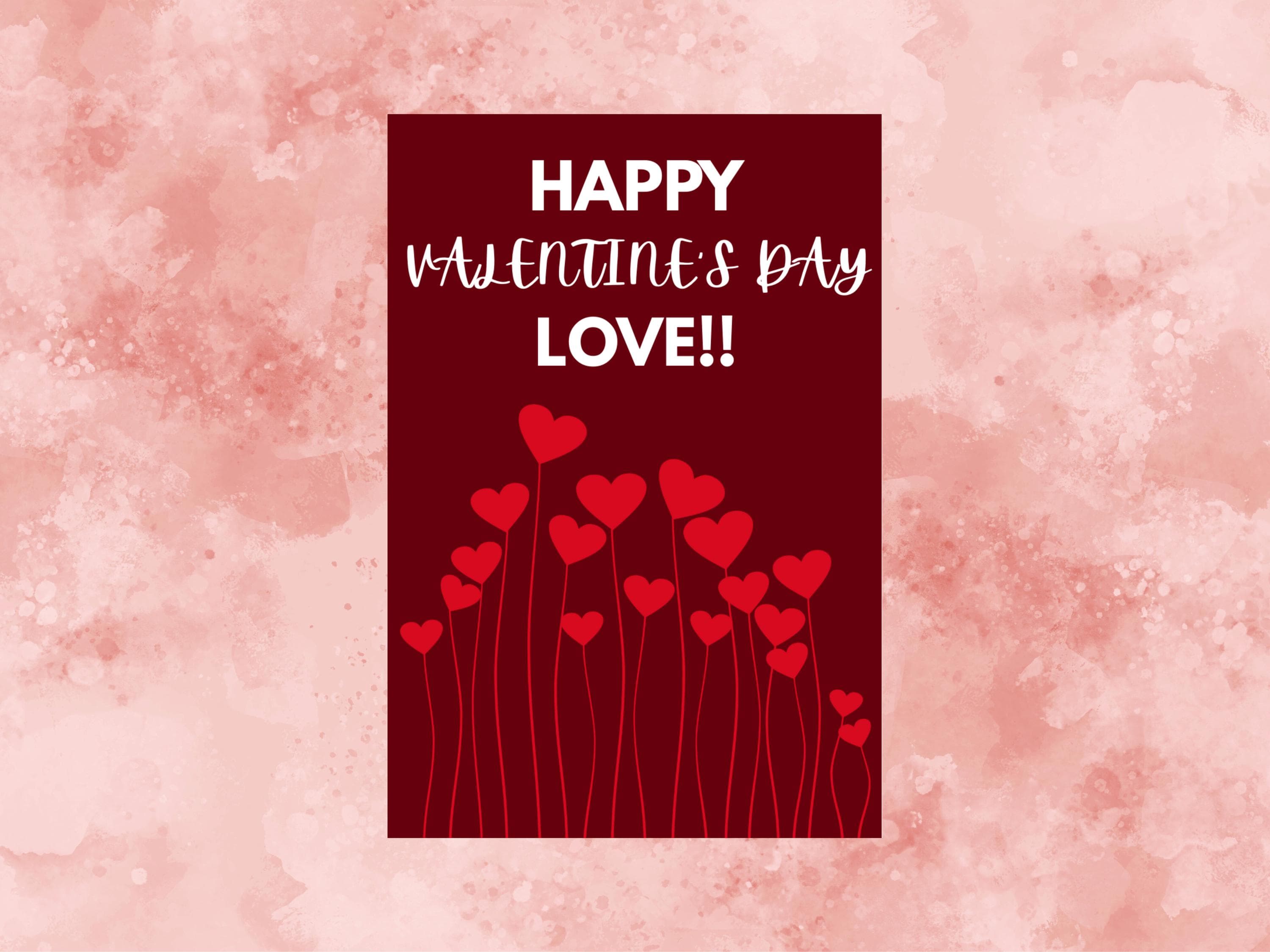 Valentine's Day Card Editable Template, Instant Download, Greeting Card, Minimalist Red Card, Digital Download