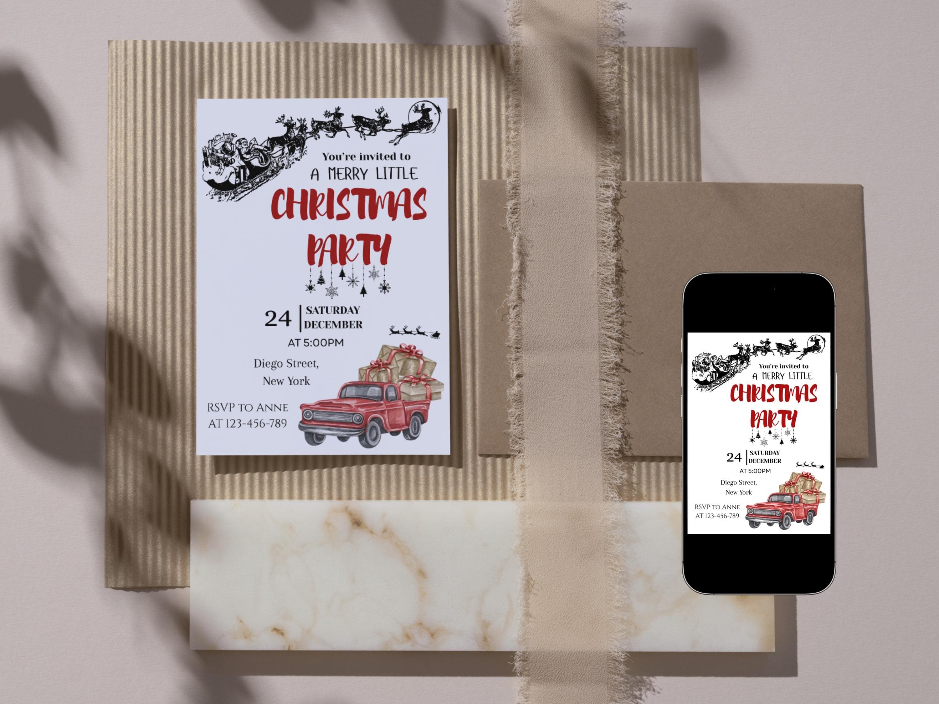 Christmas Party Invitation Printable, Editable Holiday Party Invite, Digital Download, Instant Download - image 3