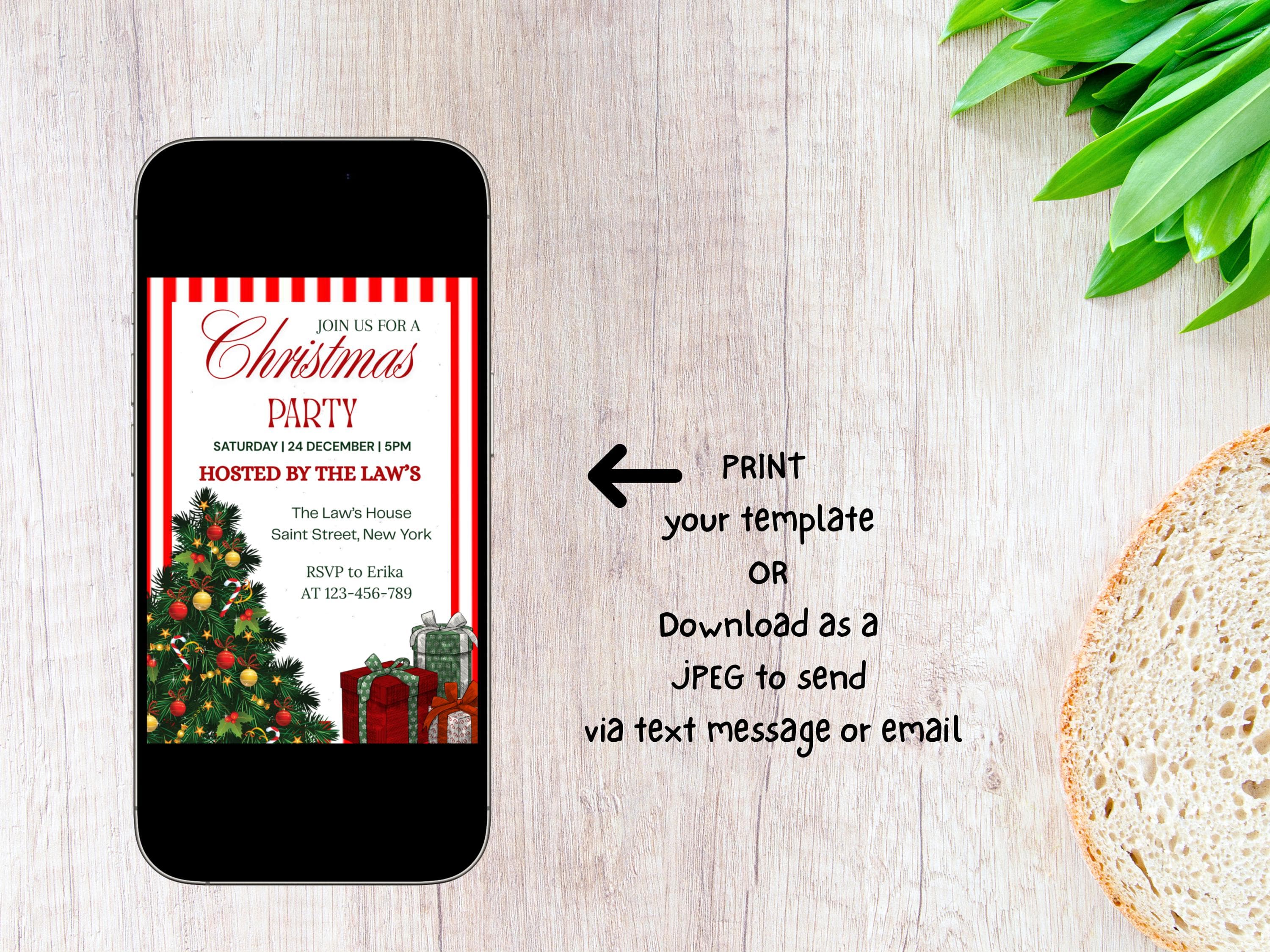 Editable Holiday Gathering Invitation, Red Christmas Invitation, Festive Office Party, Work Party, Digital Download, Instant Access. - image 4