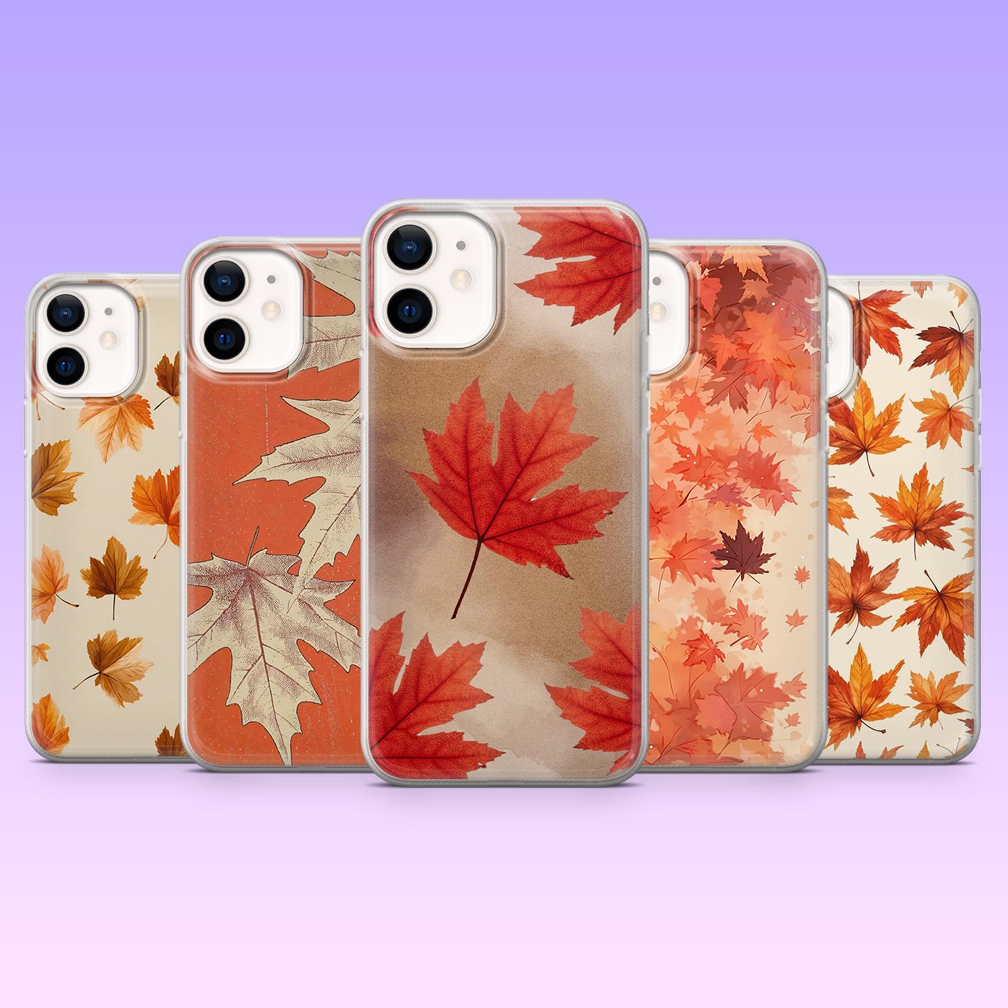 Maple Leaf Phone Case Autumn Cozy Fall Cover for iPhone 17Pro, 16, 15, 14, 13, 12, Samsung S26, S25, S24, S23Fe, A16, A56, Pixel 10, 9Pro