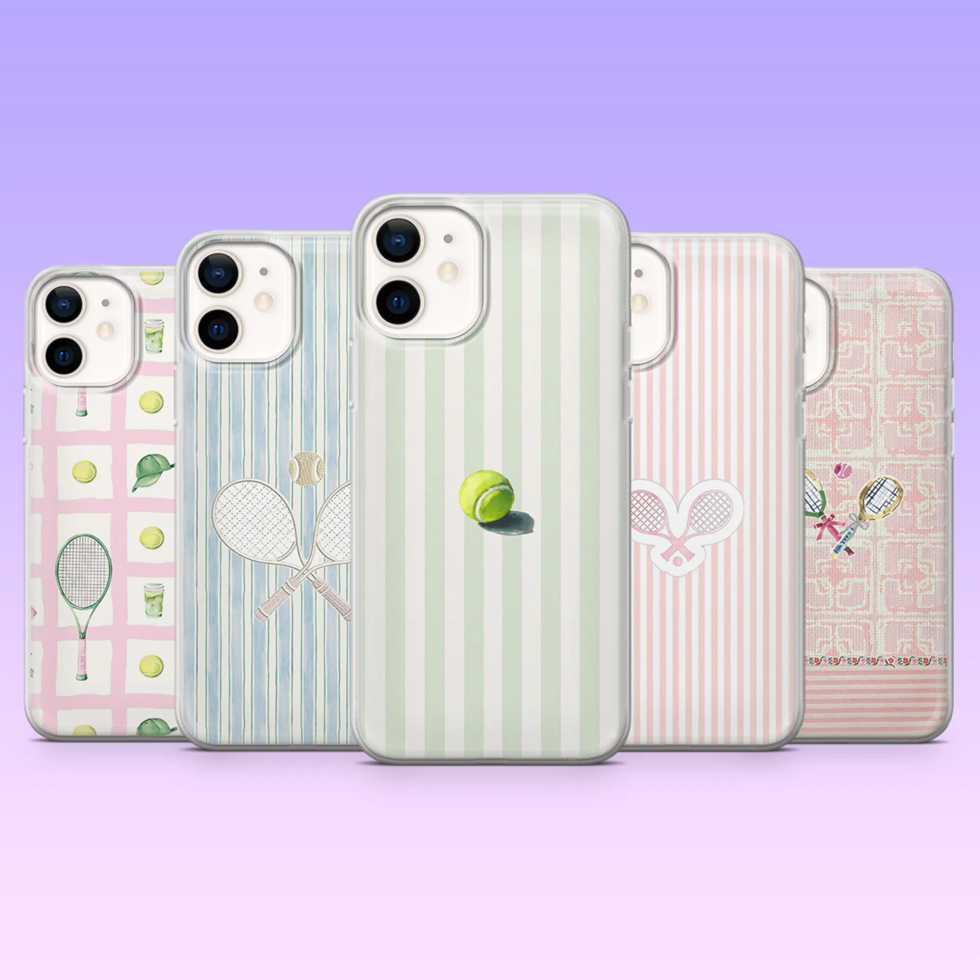 Tennis Phone Case Racket Ball Sport Cover for iPhone 17Pro, 16, 15, 14, 13, 12, Samsung S25, S24, S23Fe, S22, A16, A26, A56, Pixel 10, 9Pro