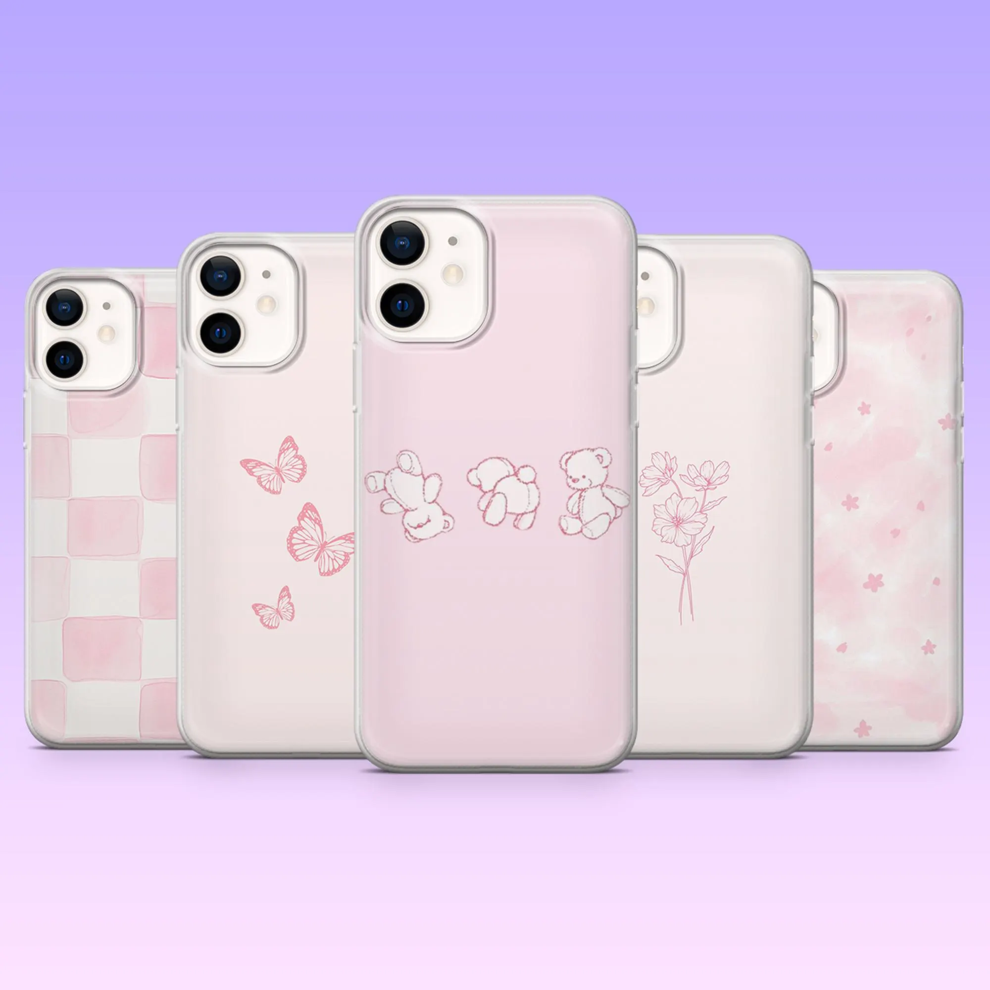 Pastel Pink Phone Case Soft Girl Cover for iPhone 17Pro, 16, 15, 14, 13, 12, Samsung S25, S24, S23Fe, S22, A16, A26, A56, Pixel 10, 9Pro