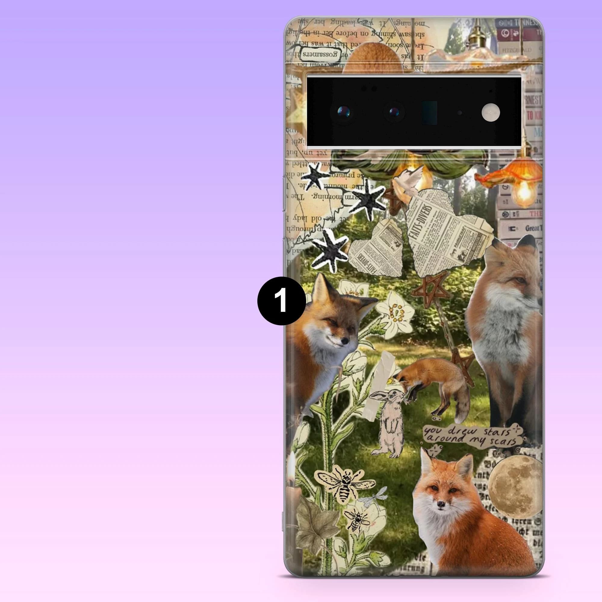 Fox Phone Case Vintage Collage Cottagecore Cover for Google Pixel 10, 10Pro, 9, 9Pro, 8A, 8, 7A, Samsung S25, S24Fe, S23, A16, iPhone 16, 15 - image 3