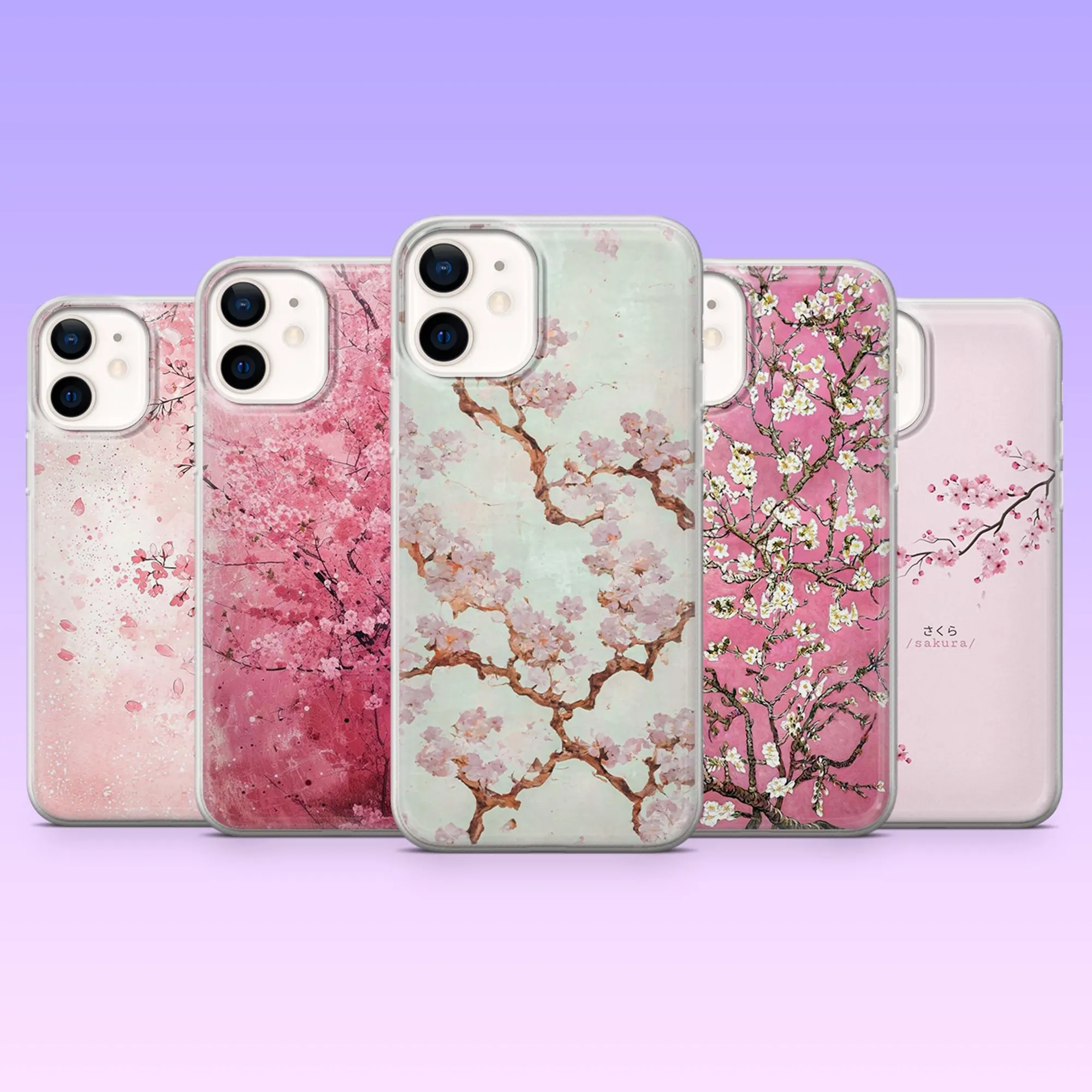 Sakura Phone Case Japanese Cherry Blossom Cover for iPhone 17Pro, 16, 15, 14, 13, 12, Samsung S25, S24, S23Fe, S22, A26, A56, Pixel 10, 9Pro