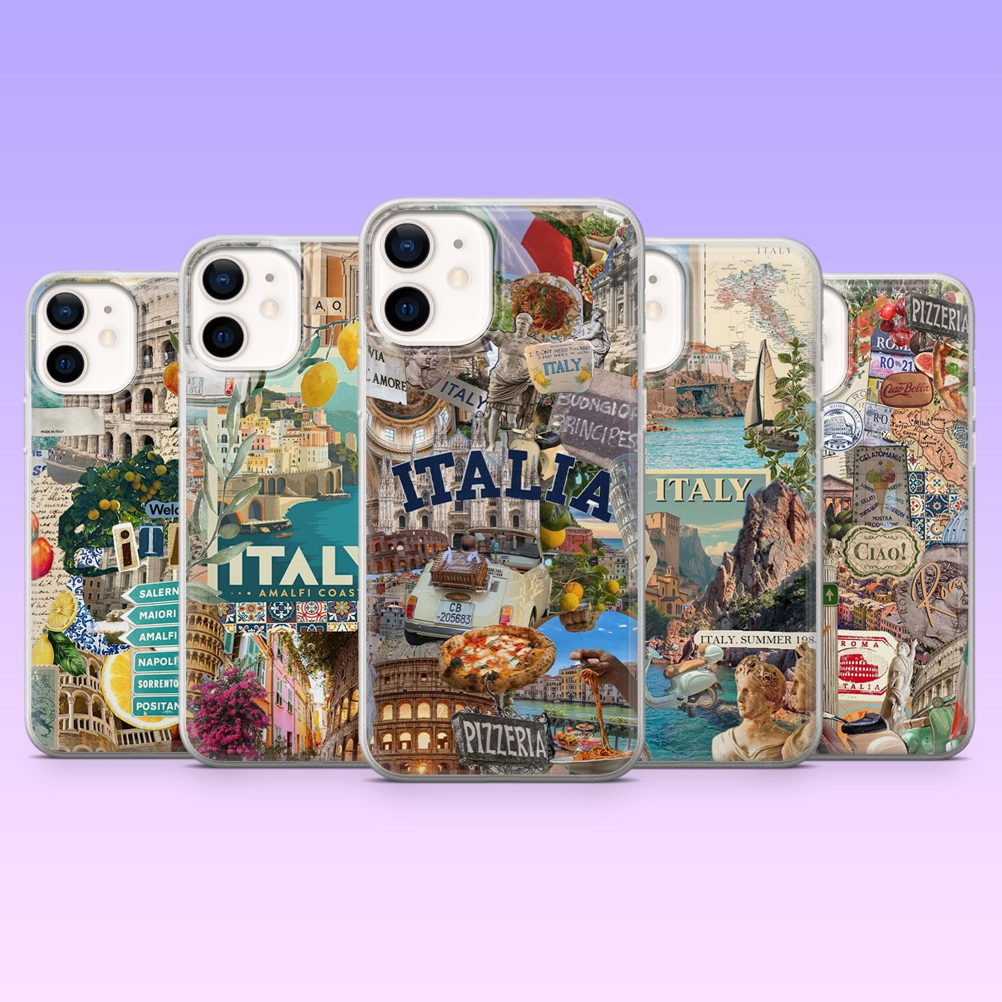 Italy Aesthetic Phone Case Vintage Italy Cover for iPhone 17Pro, 16, 15, 14, 13, 12, Samsung S25, S24, S23Fe, A16, A26, A56, Pixel 10, 9Pro