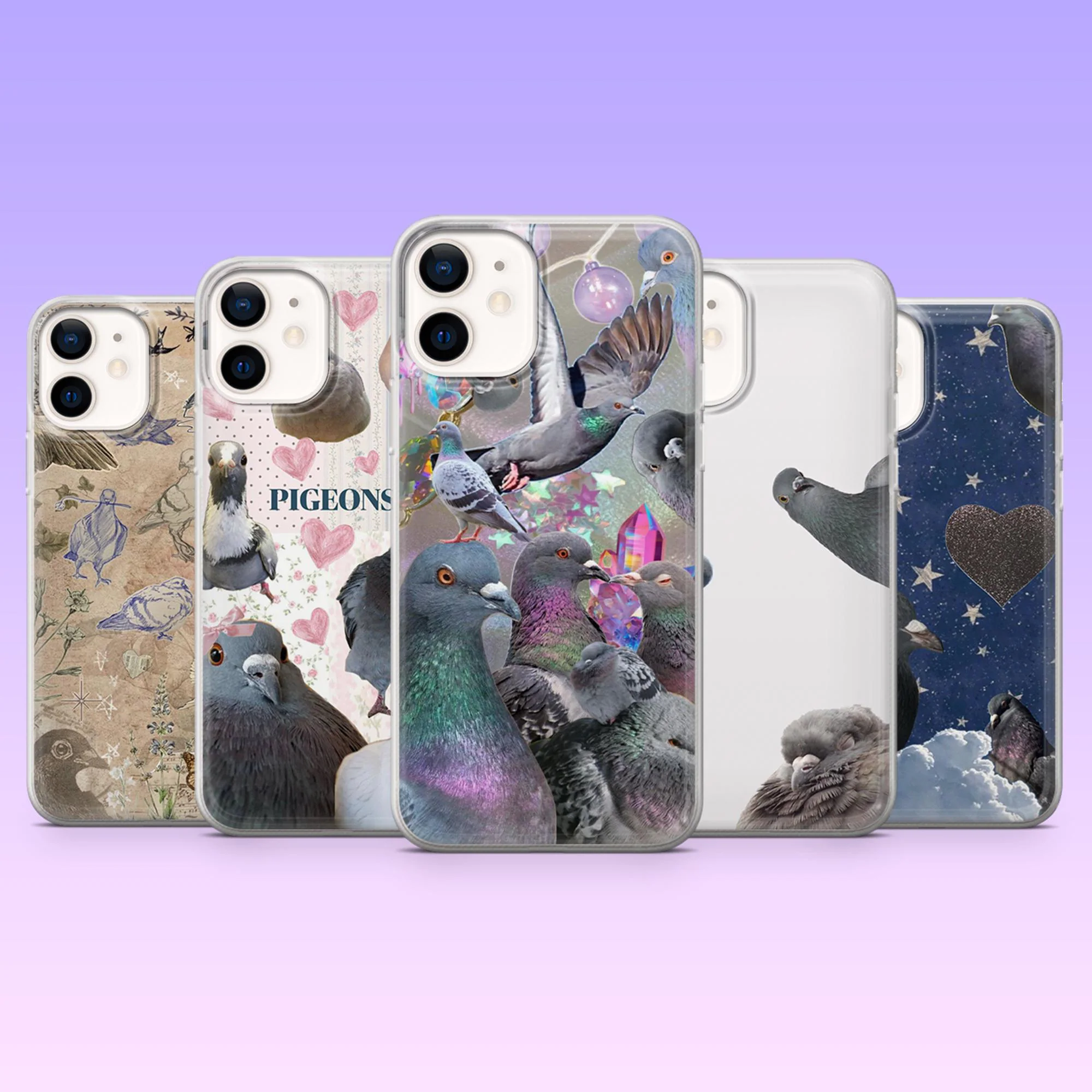 Pigeon Phone Case Cute Street Bird Cover for iPhone 17Pro, 16, 15, 14, 13, 12, Samsung S25, S24, S23Fe, S22, A16, A26, A56, Pixel 10, 9Pro