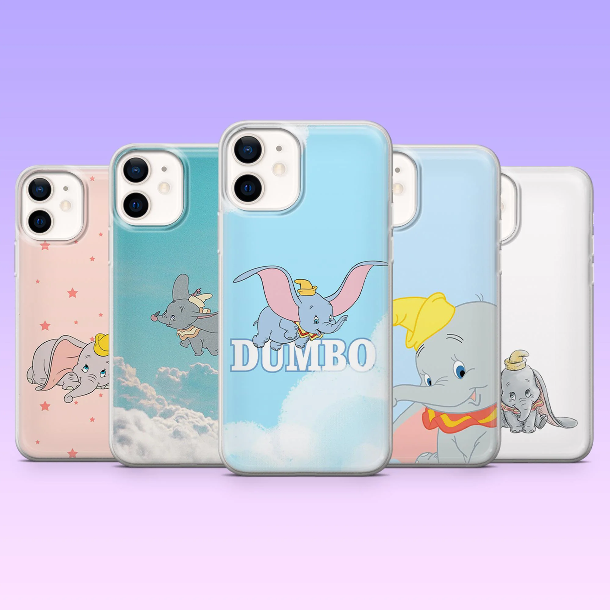 Dumbo Phone Case Cute Disney Elephant Cover for iPhone 17Pro, 16, 15, 14, 13, 12, Samsung S26, S25, S24, S23Fe, A16, A56, Pixel 10, 9Pro