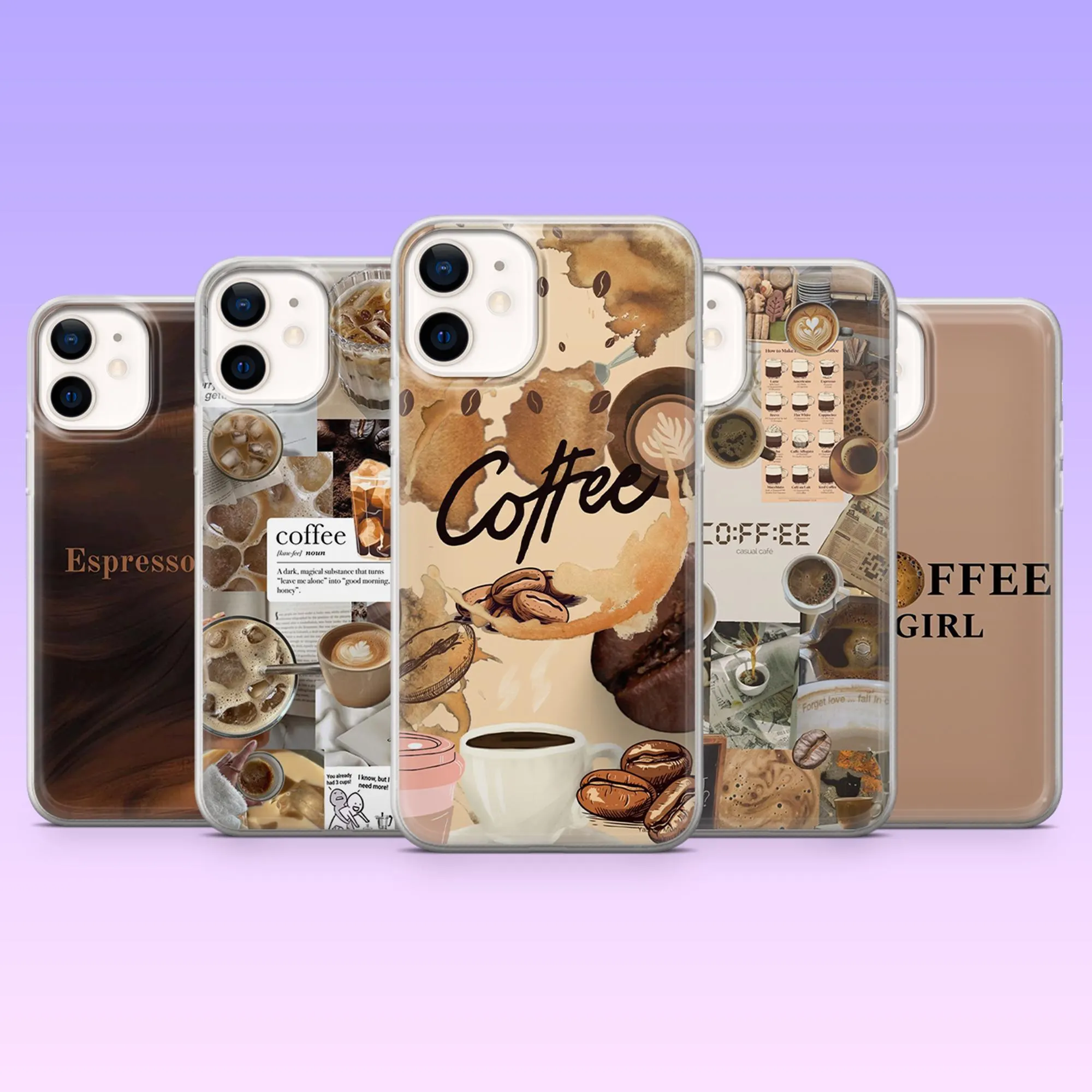 Coffee Girl Phone Case Cafe Lover Cover for iPhone 17Pro, 16, 15, 14, 13, 12, Samsung S25, S24, S23Fe, S22, A16, A26, A56, Pixel 10, 9Pro