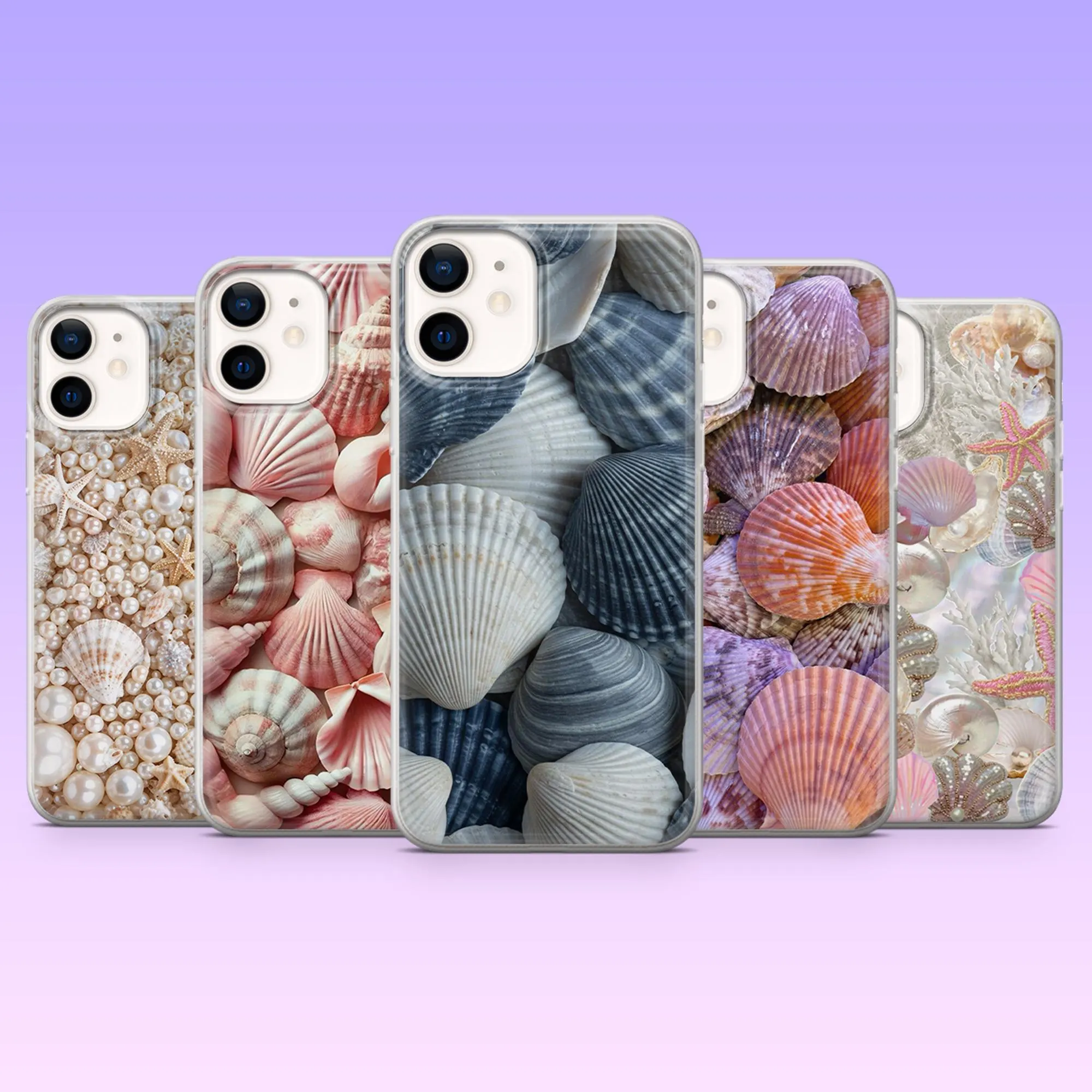 Ocean Shells Phone Case Beach Seashell Aesthetic Cover for iPhone 17Pro, 16, 15, 14, 13, Samsung S25, S24, S23, S22, A16,A56, Pixel 10, 9Pro