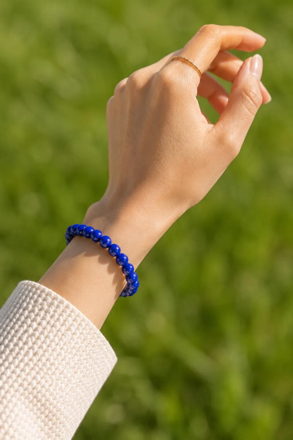 Lapis Lazuli Bracelet, Afghan 5A Natural Gemstone Bracelet, Royal Blue Polished Bead
