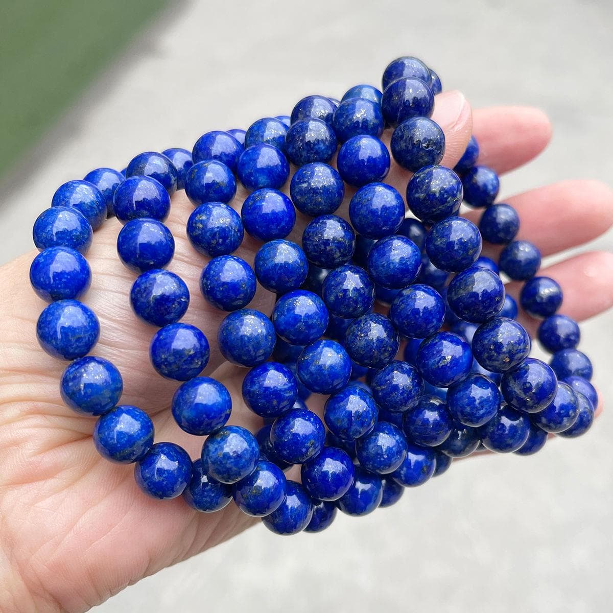 Lapis Lazuli Bracelet, Afghan 5A Natural Gemstone Bracelet, Royal Blue Polished Bead - image 5