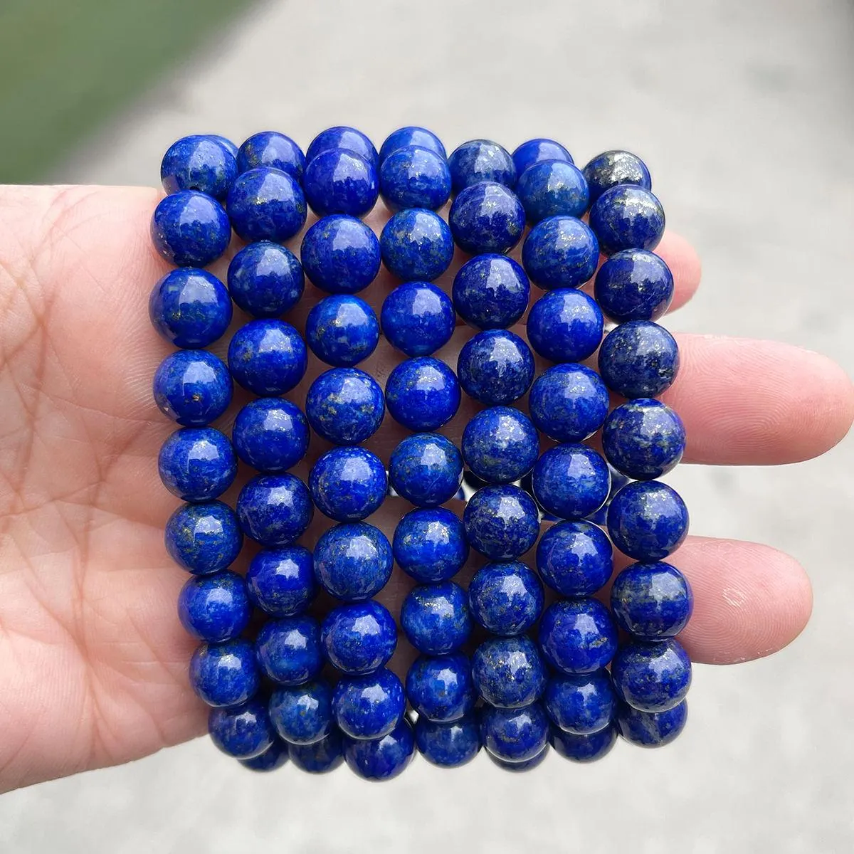 Lapis Lazuli Bracelet, Afghan 5A Natural Gemstone Bracelet, Royal Blue Polished Bead - image 3