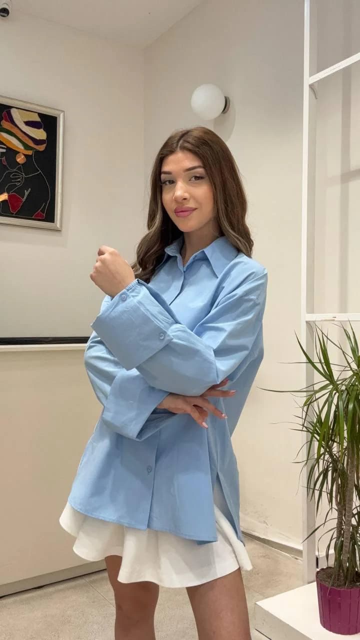 Women’s Long Button-Up Shirt | Oversized Casual Top | Minimalist Everyday Wear