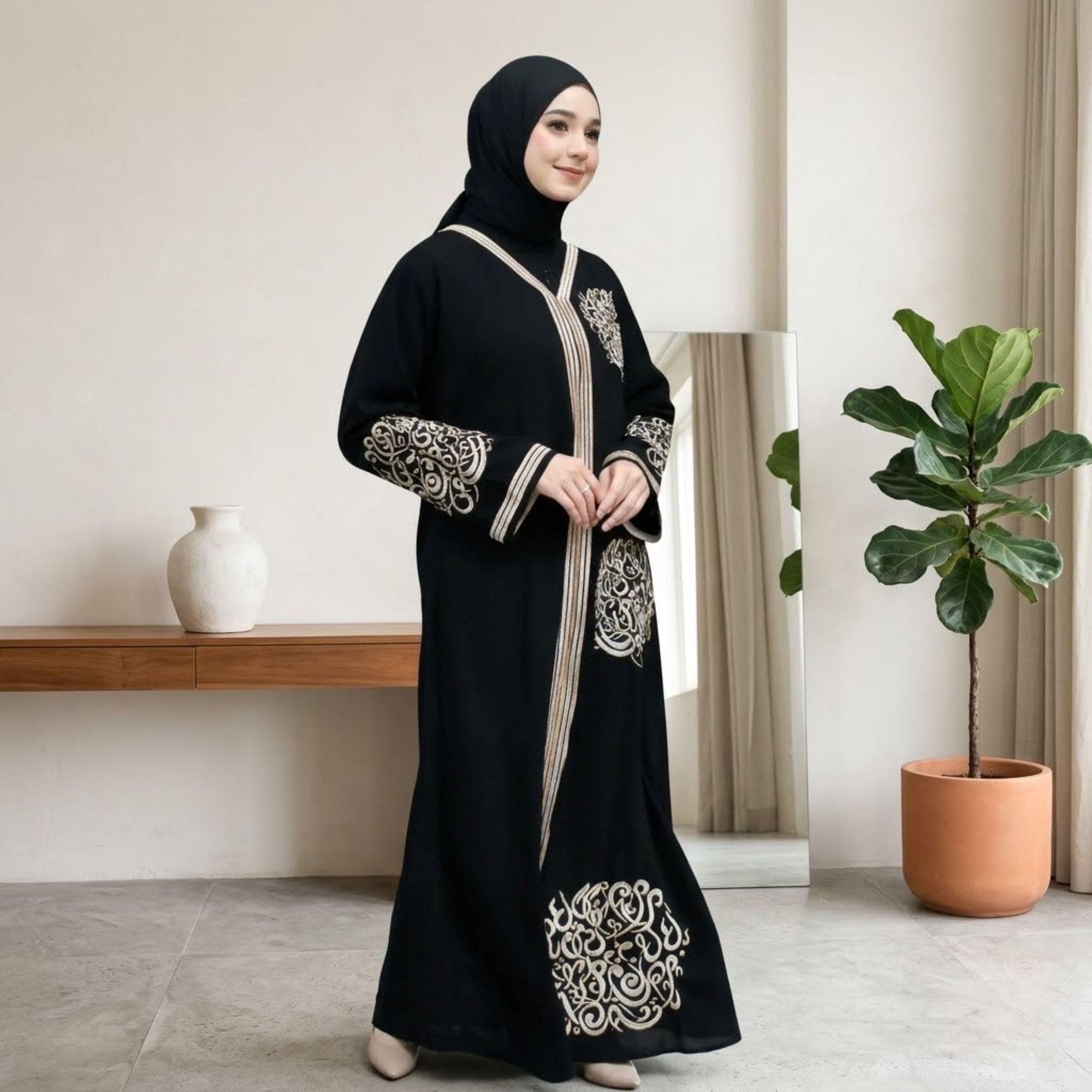Embroidered Abaya Kaftan, Elegant Muslim Maxi Dress, Dubai Style Robe - image 5