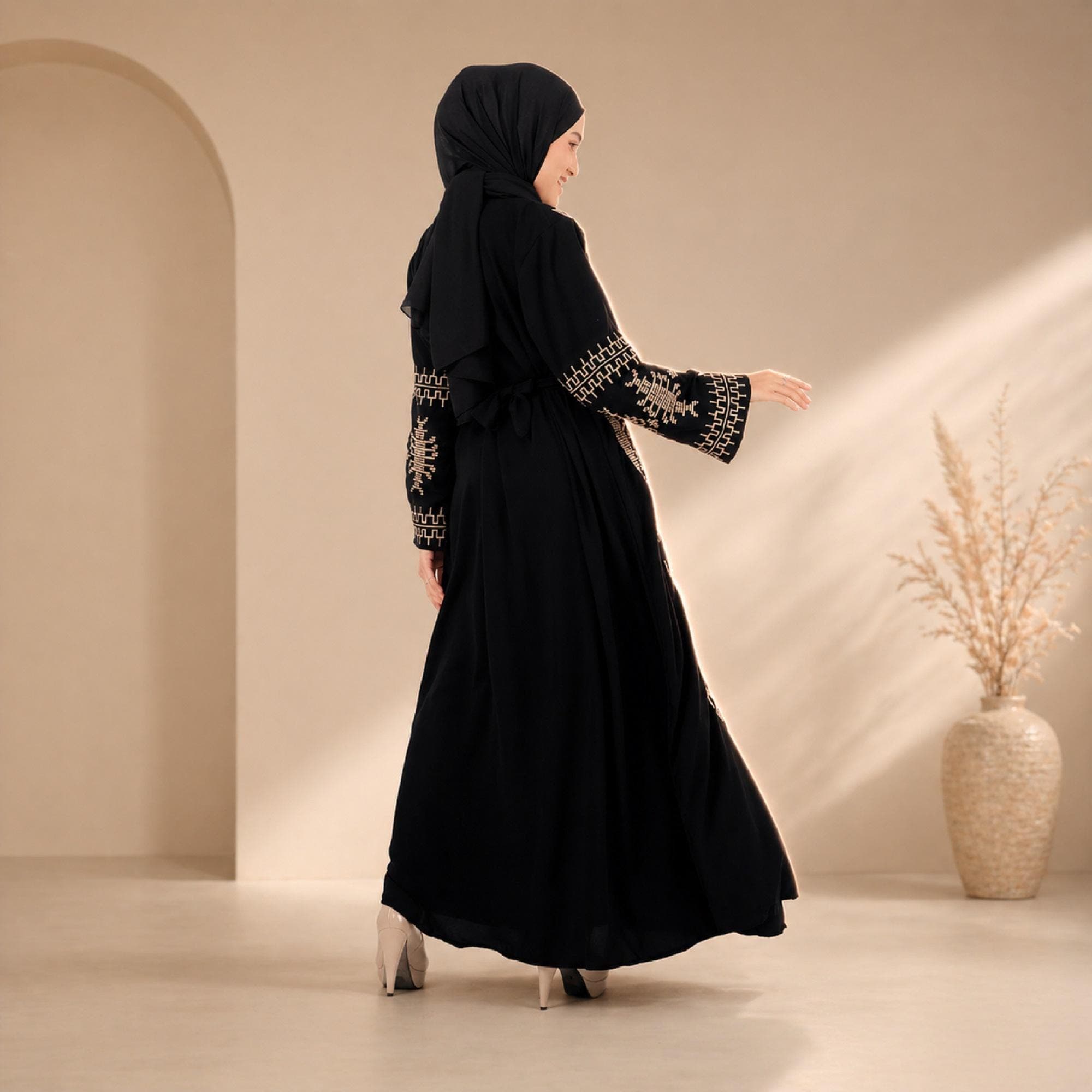 Black Turkish Abaya Dress – Modest Muslim Maxi Kaftan - image 4