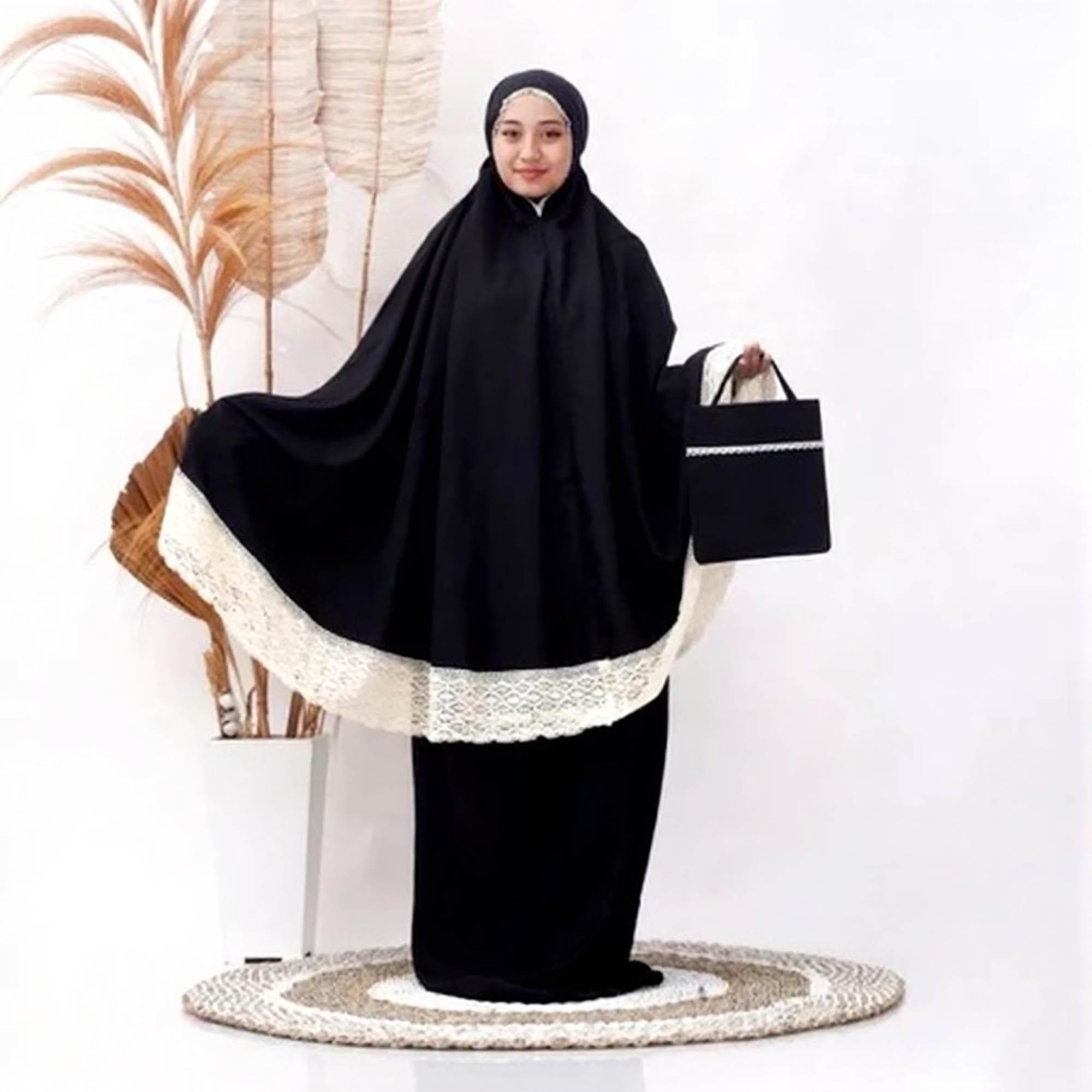 Crochet Lace Cotton Prayer Set | Minimalist Muslim Mukena - image 5