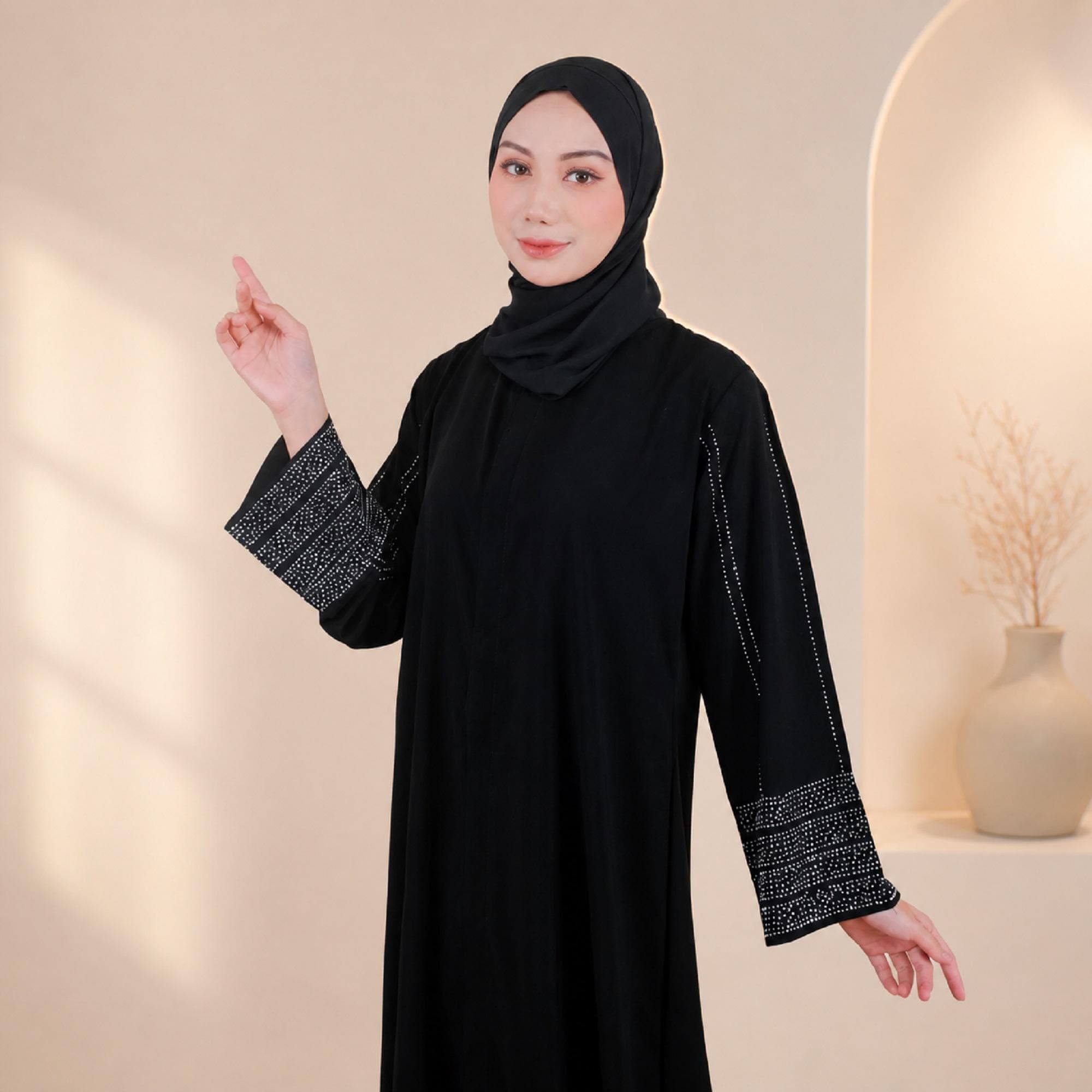 Black Turkish Abaya Dress Saudi Fabric Modest Maxi Kaftan