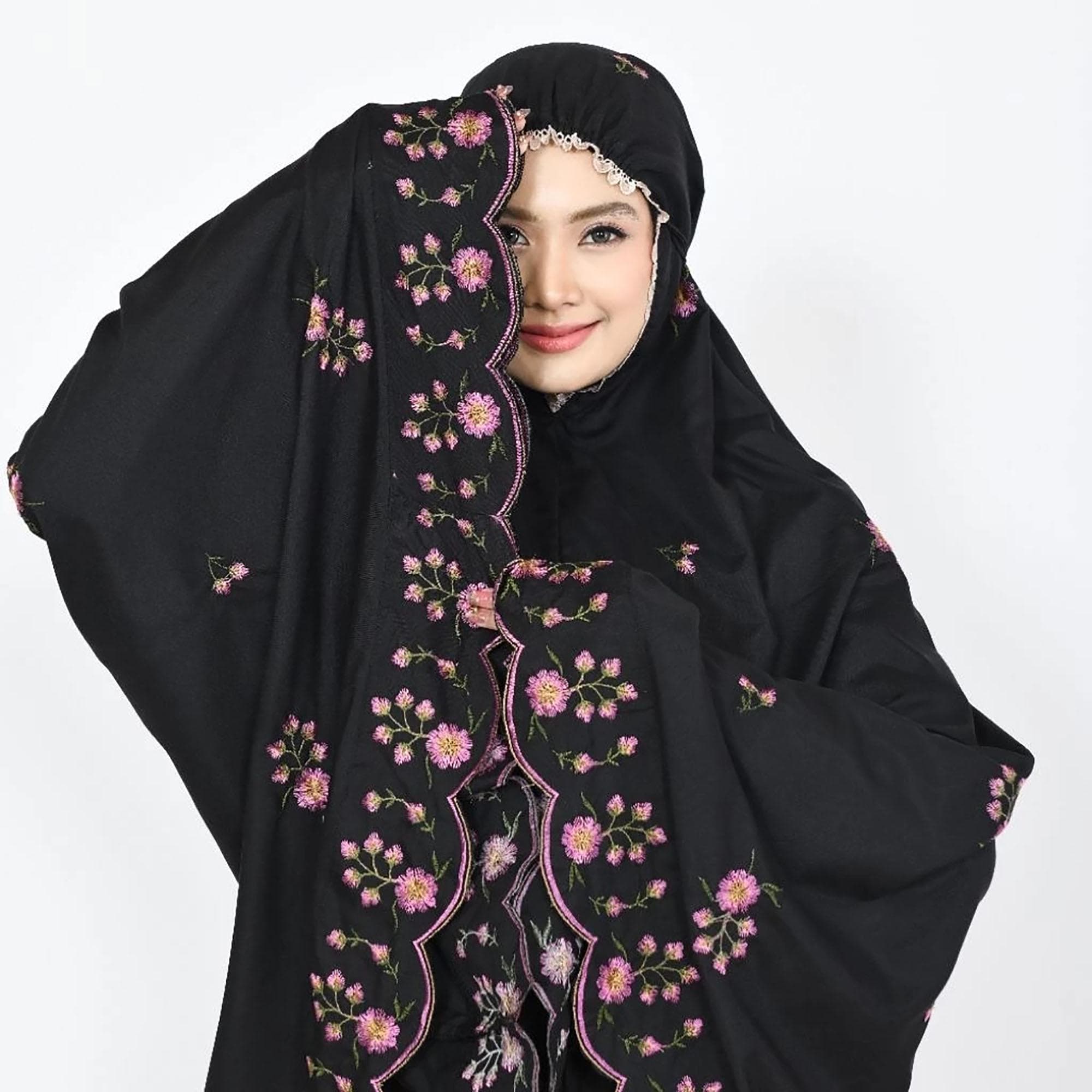 Cotton Prayer Dress | Rose Embroidery, Soft Breathable Mukena Set - image 3