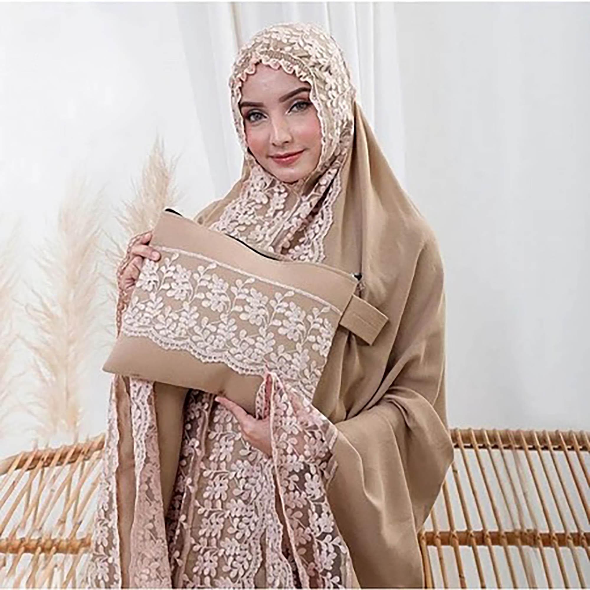 Luxury Shireen Cotton Prayer Set | Elegant Lace Embroidered Mukena - image 4